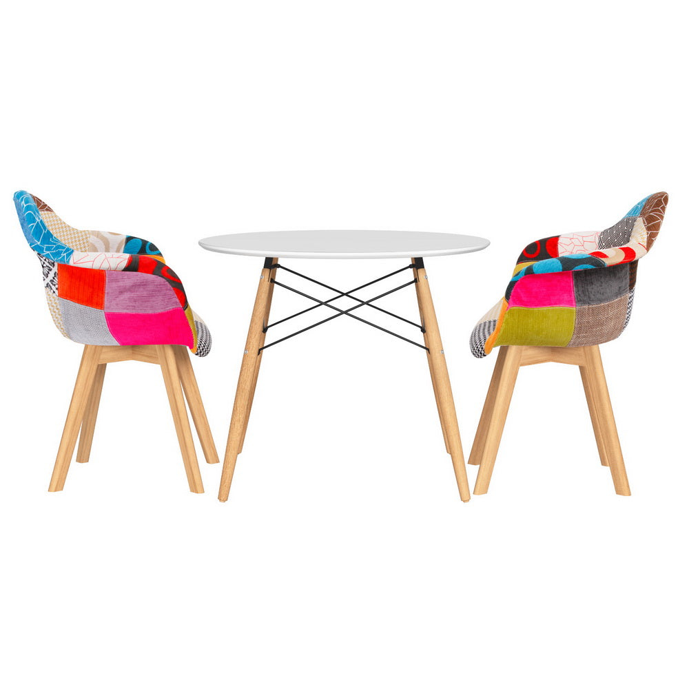 1 Artiss Dining Table and 2 Chairs Set DSW 90cm Bedworld