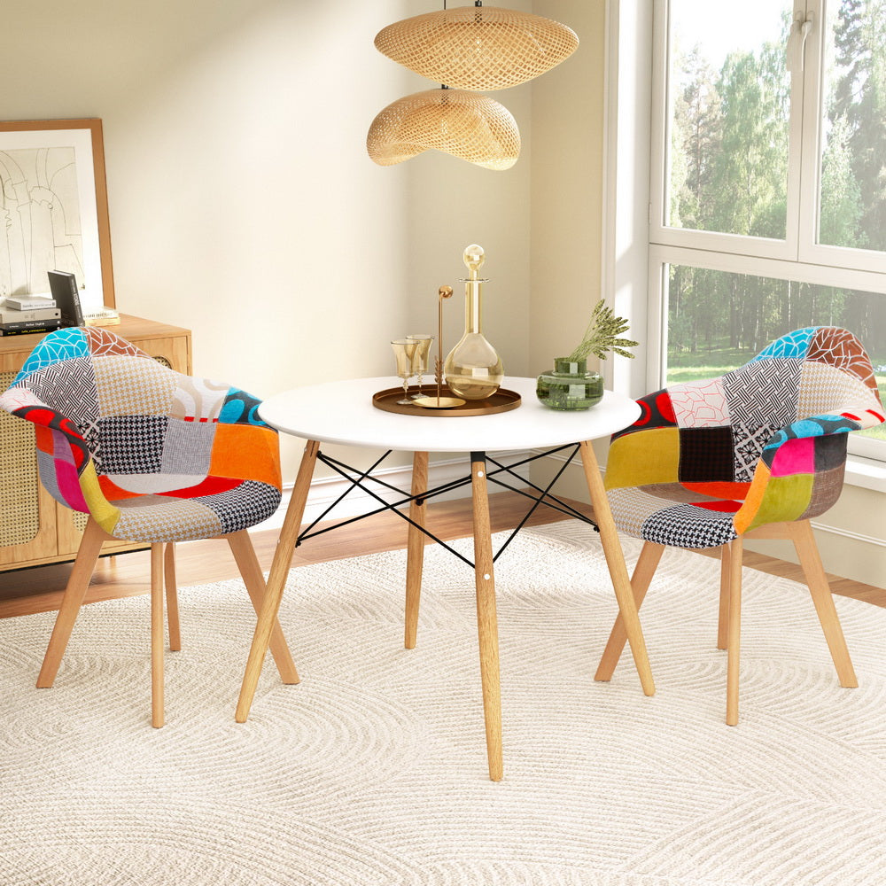 1 Artiss Dining Table and 2 Chairs Set DSW 90cm Bedworld