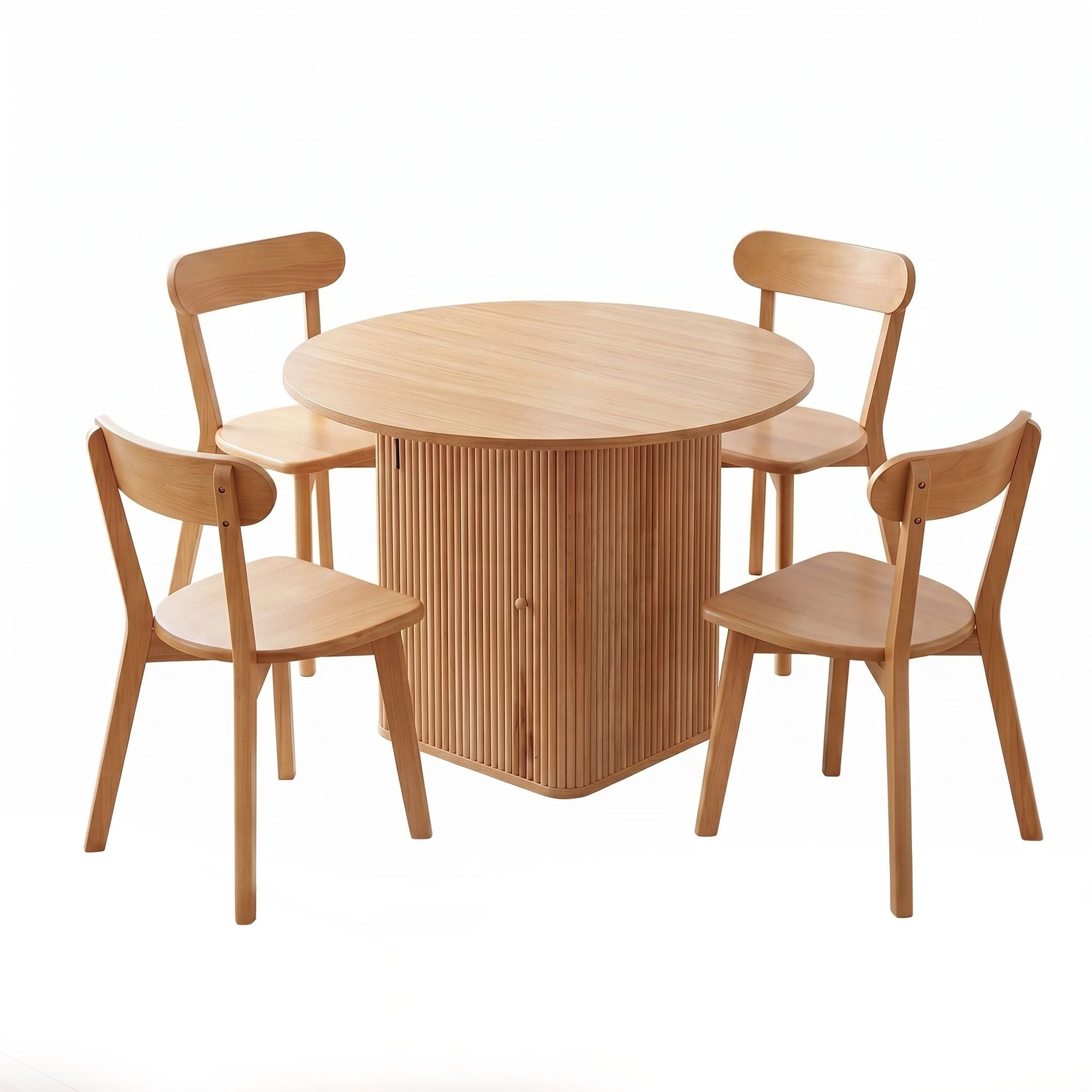 1 Artiss Dining Table and 4 Chairs Set Natural Timber Bedworld