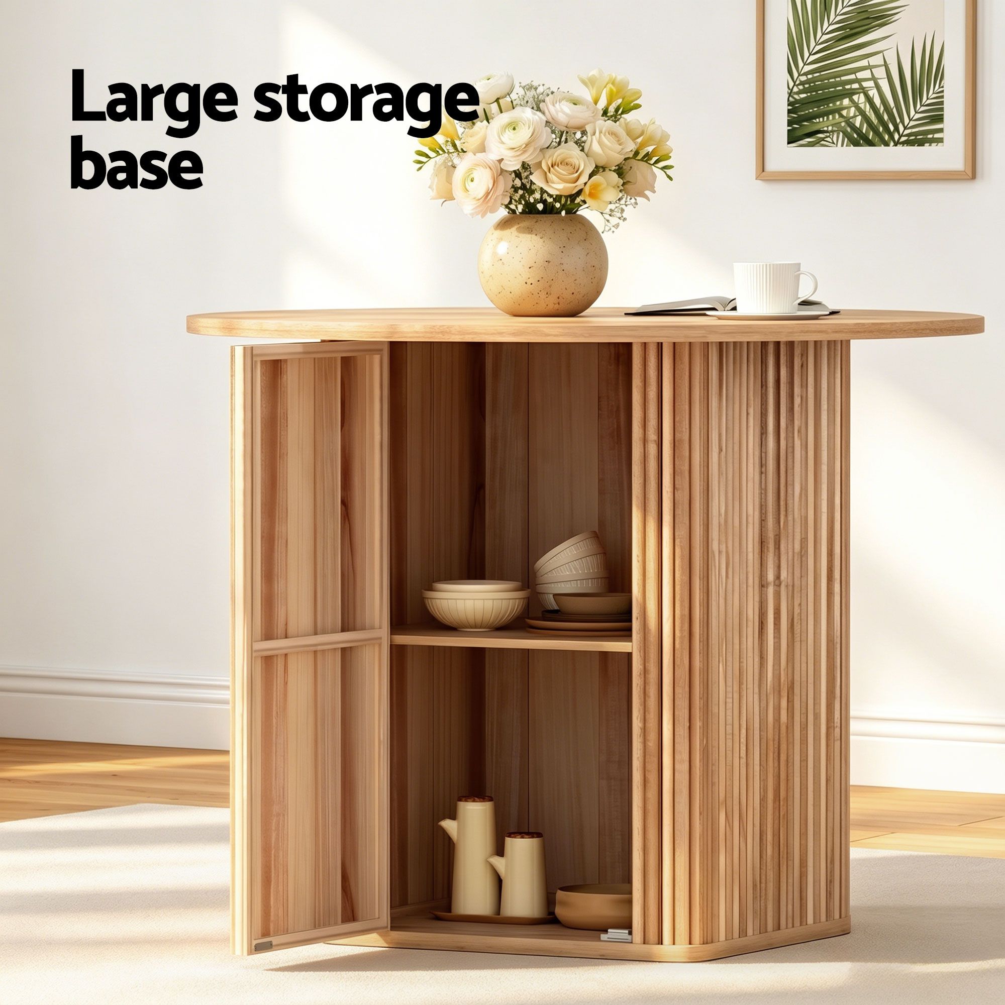 1 Artiss Dining Table and 4 Chairs Set Natural Timber Bedworld