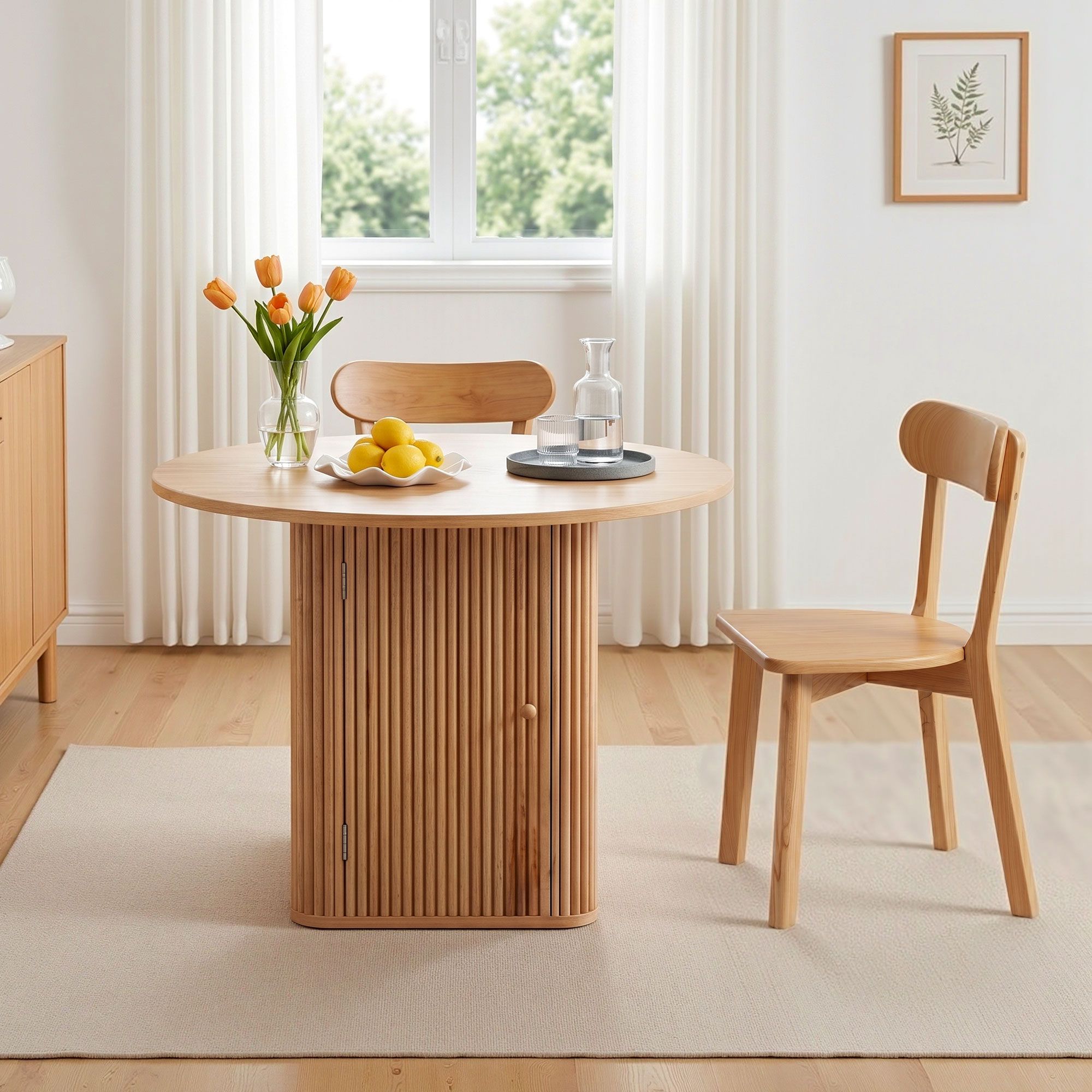 1 Artiss Dining Table and 4 Chairs Set Natural Timber Bedworld
