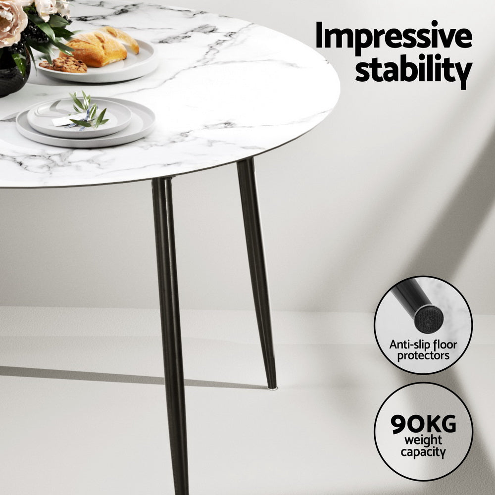 1 Artiss Dining Table and 4 Chairs Set Marble Black Bedworld
