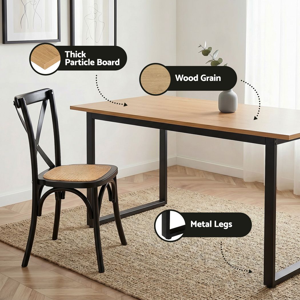 Artiss Dining Table and Chairs Set 5PCS Industrial 4 Black Rattan Chairs for Kitchen, Dining Room, Café Bedworld