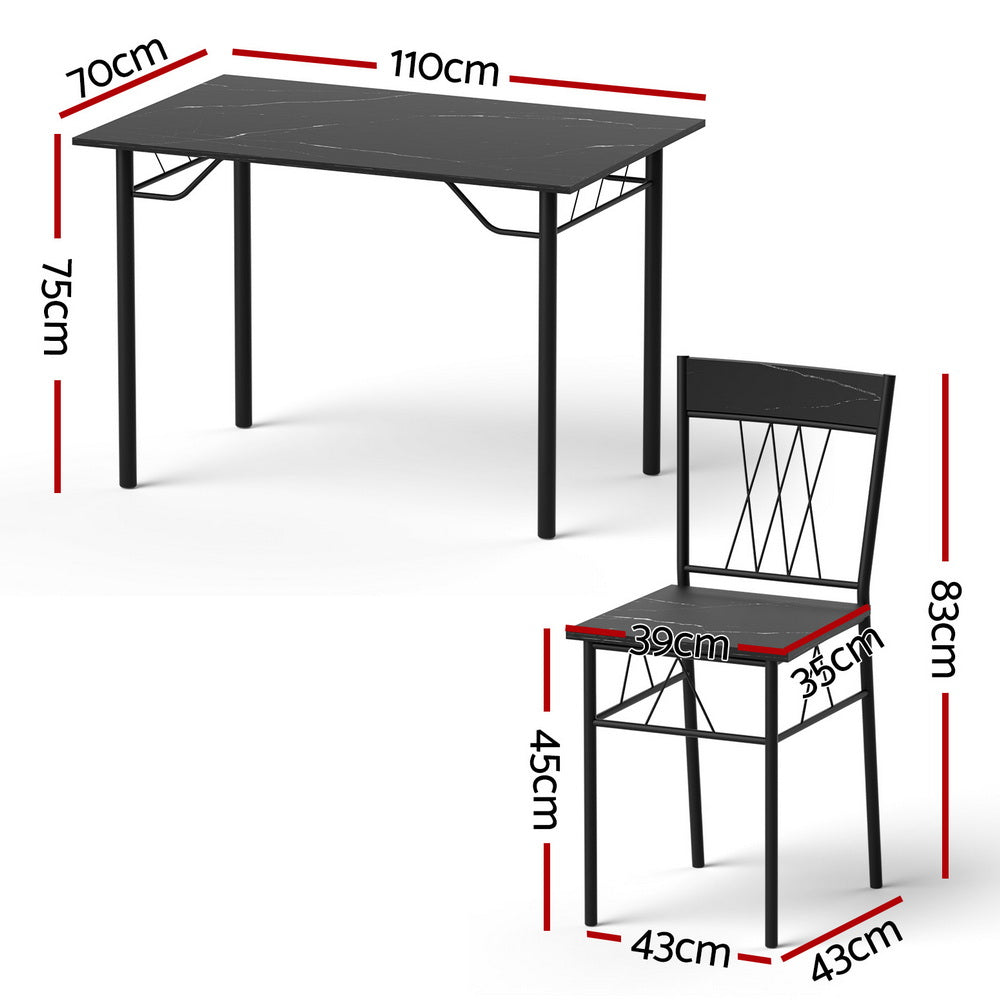 Artiss Dining Table and Chairs Set of 5 Compact Kitchen Furniture Marble Black