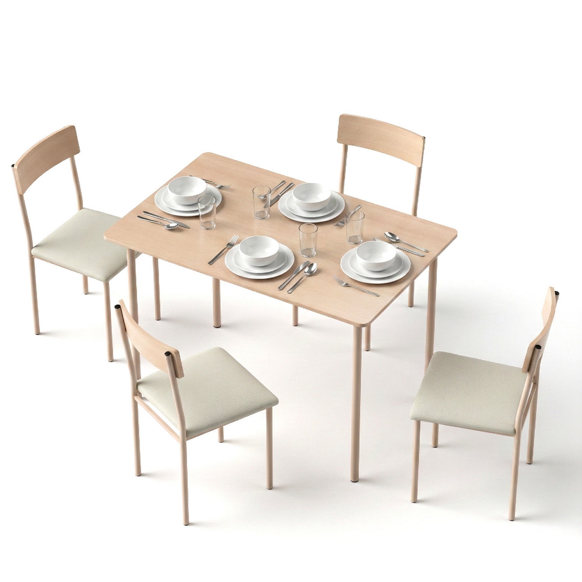 Artiss Dining Table and Chairs Set of 5 Compact Kitchen Furniture Natural Beige Bedworld