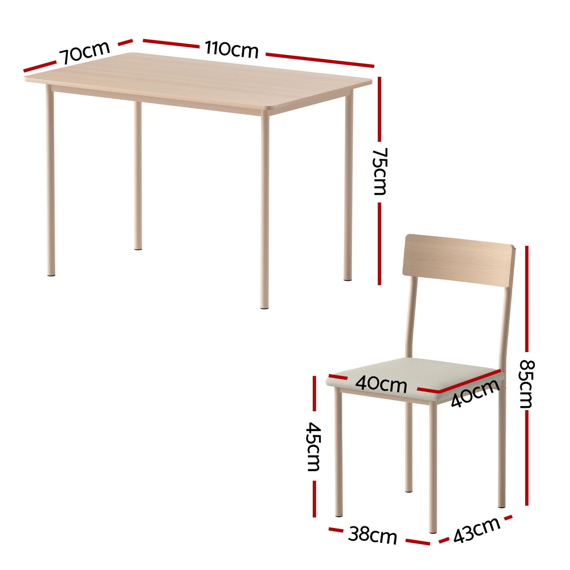 Artiss Dining Table and Chairs Set of 5 Compact Kitchen Furniture Natural Beige Bedworld