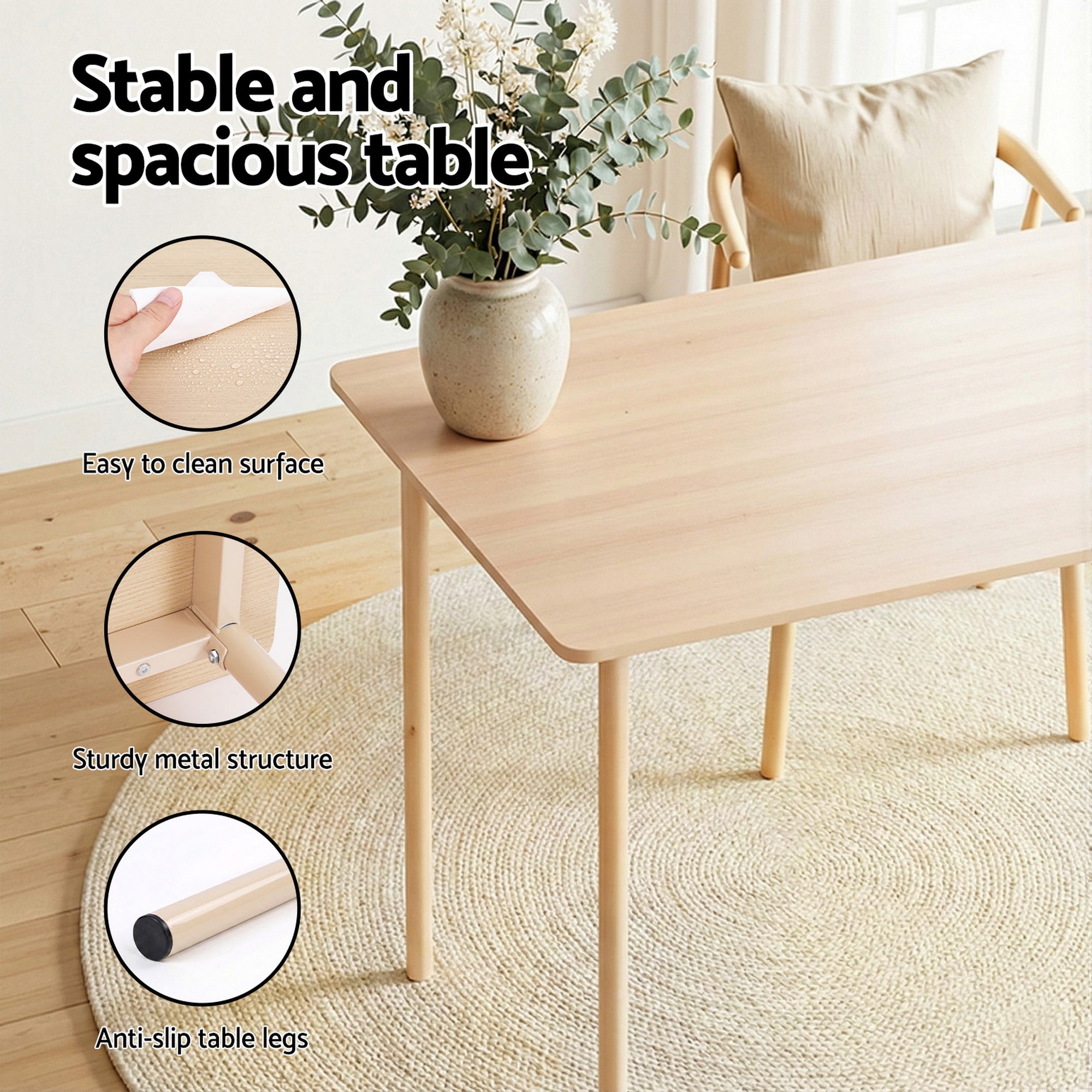 Artiss Dining Table and Chairs Set of 5 Compact Kitchen Furniture Natural Beige Bedworld