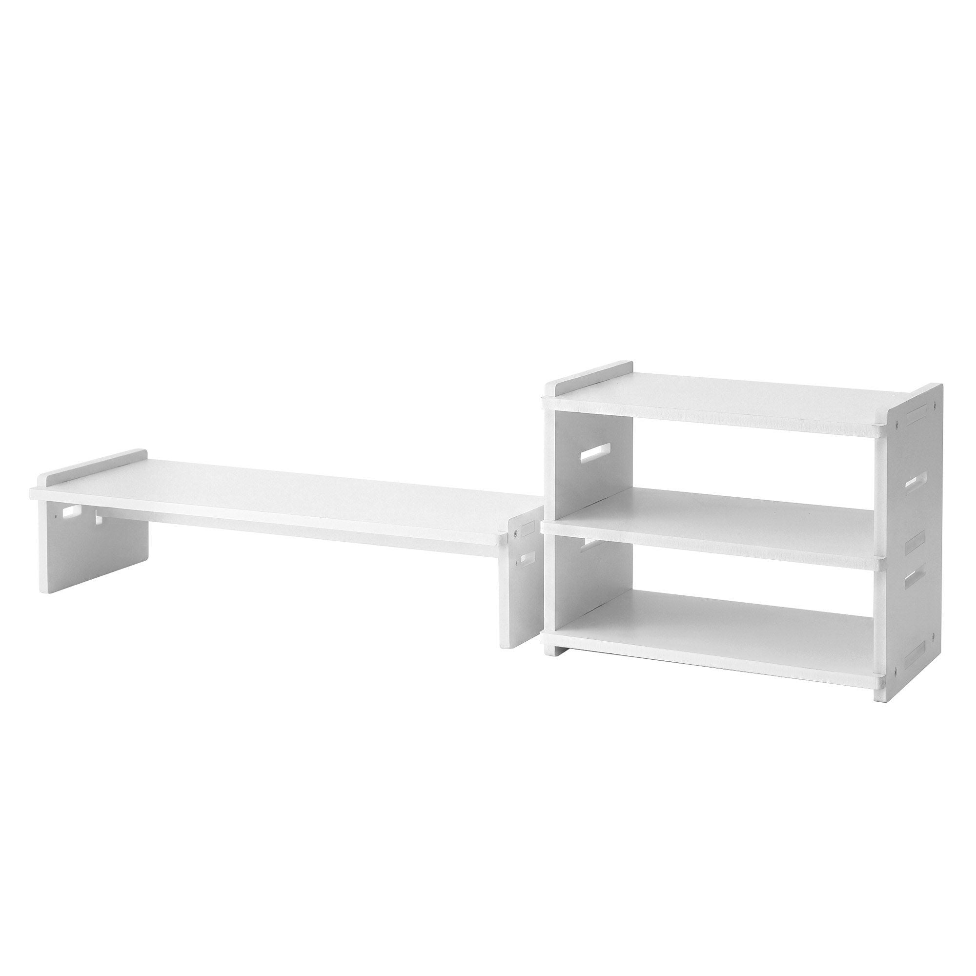 Artiss Monitor Stand and 3-Tier Desk Organiser 2-in-1 Modular Computer Monitor Riser PVC Desktop Shelf Holds 20kg for Office Students Gaming Bedworld
