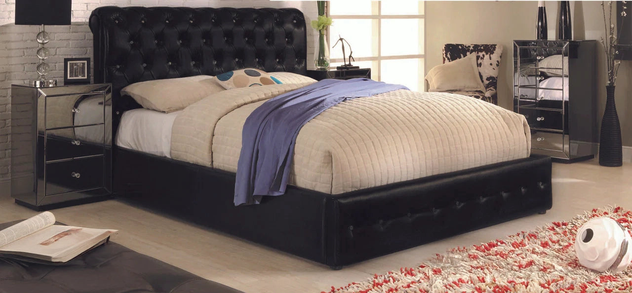 Diamanti Gas Lift PU Storage Bedframe - black
