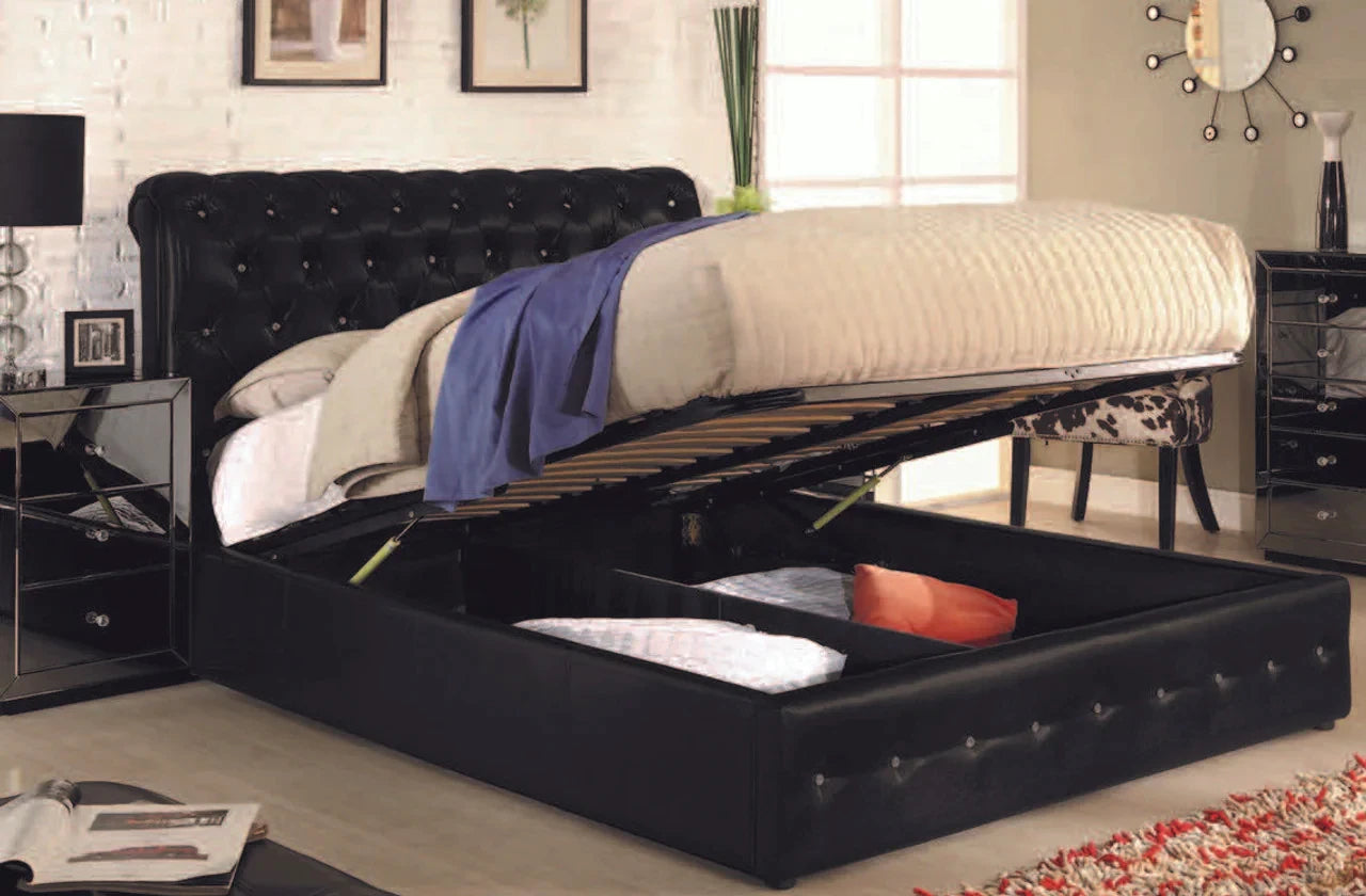 Diamanti Gas Lift PU Storage Bedframe in black