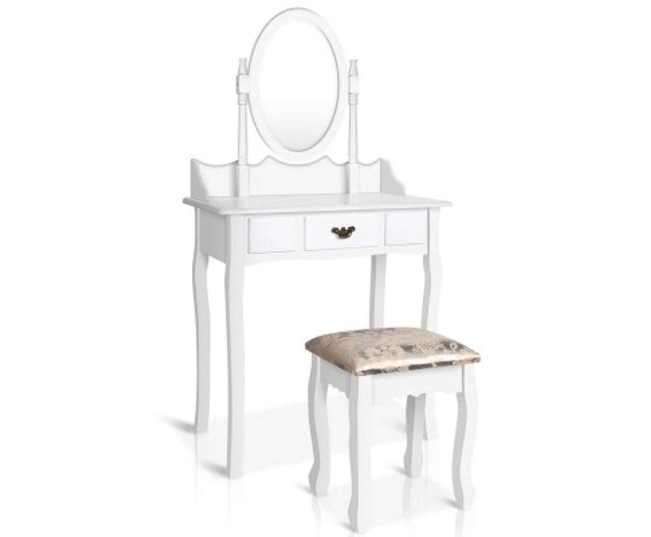 Artiss Single Drawer Dressing Table with Mirror - White
