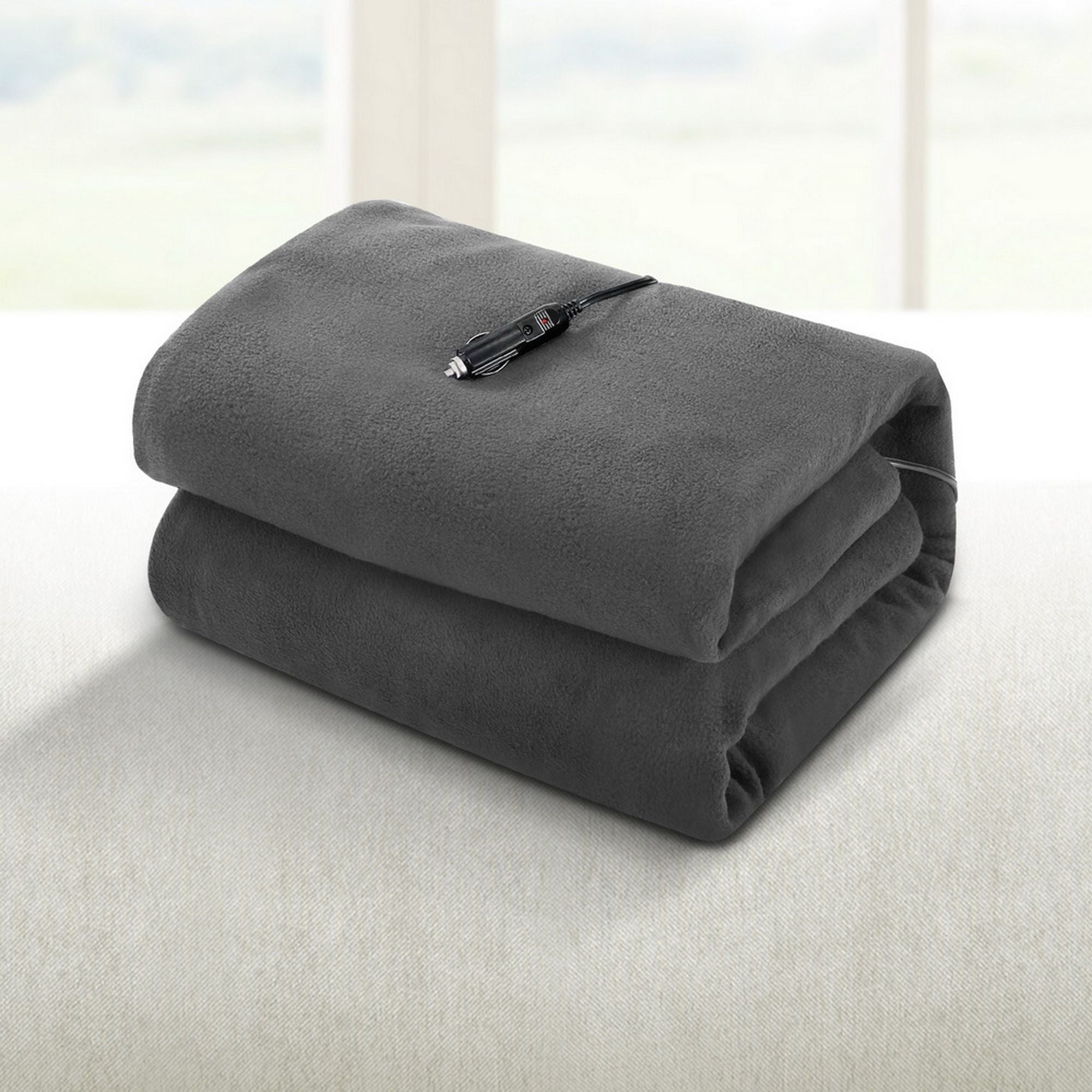 Giselle Electric Heated Blanket Car Throw Rug Grey Bedworld
