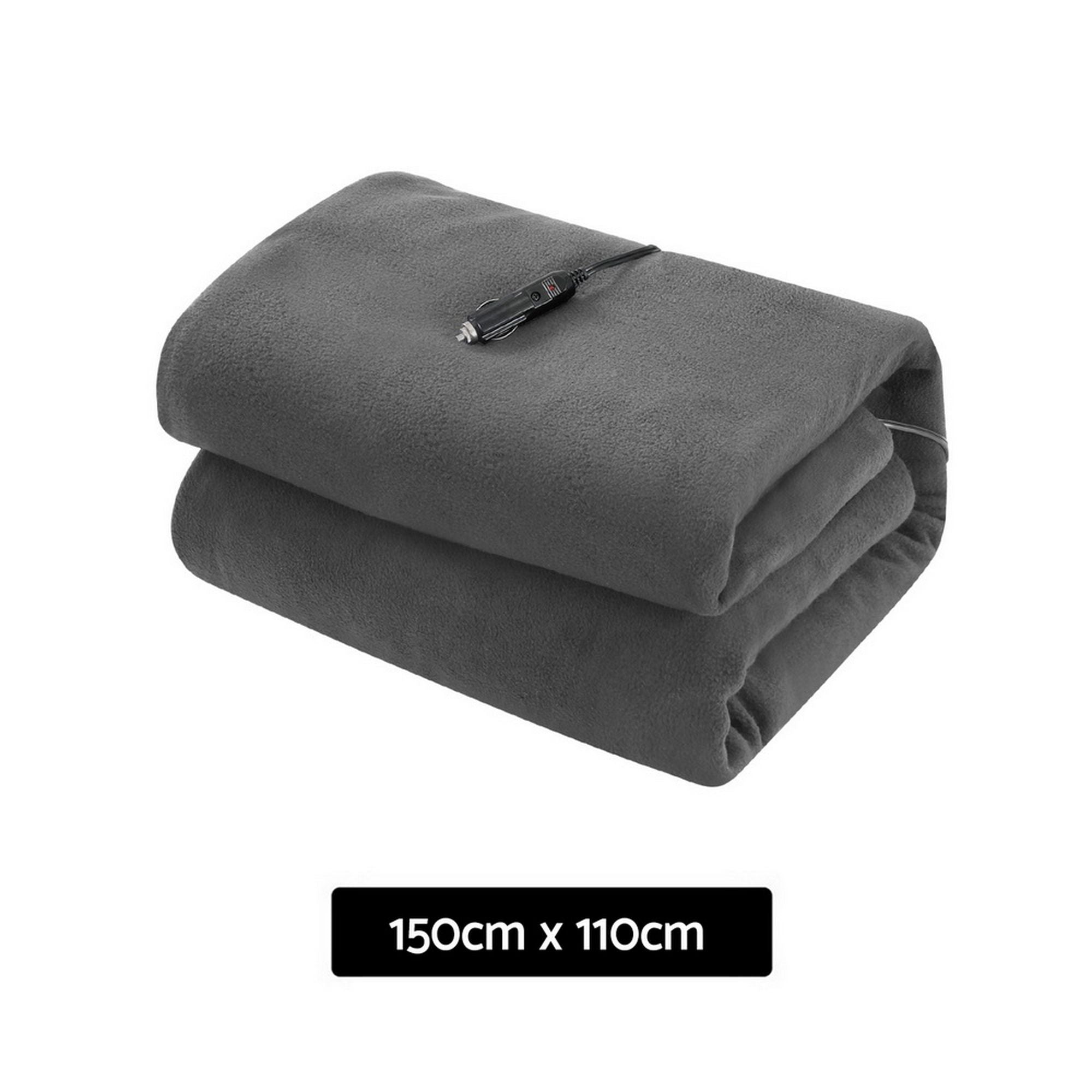 Giselle Electric Heated Blanket Car Throw Rug Grey Bedworld