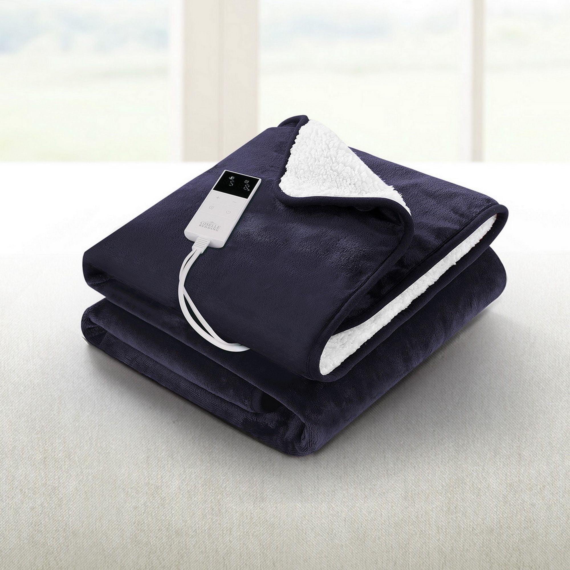Giselle Electric Throw Rug Heated Blanket Fleece Charcoal Bedworld