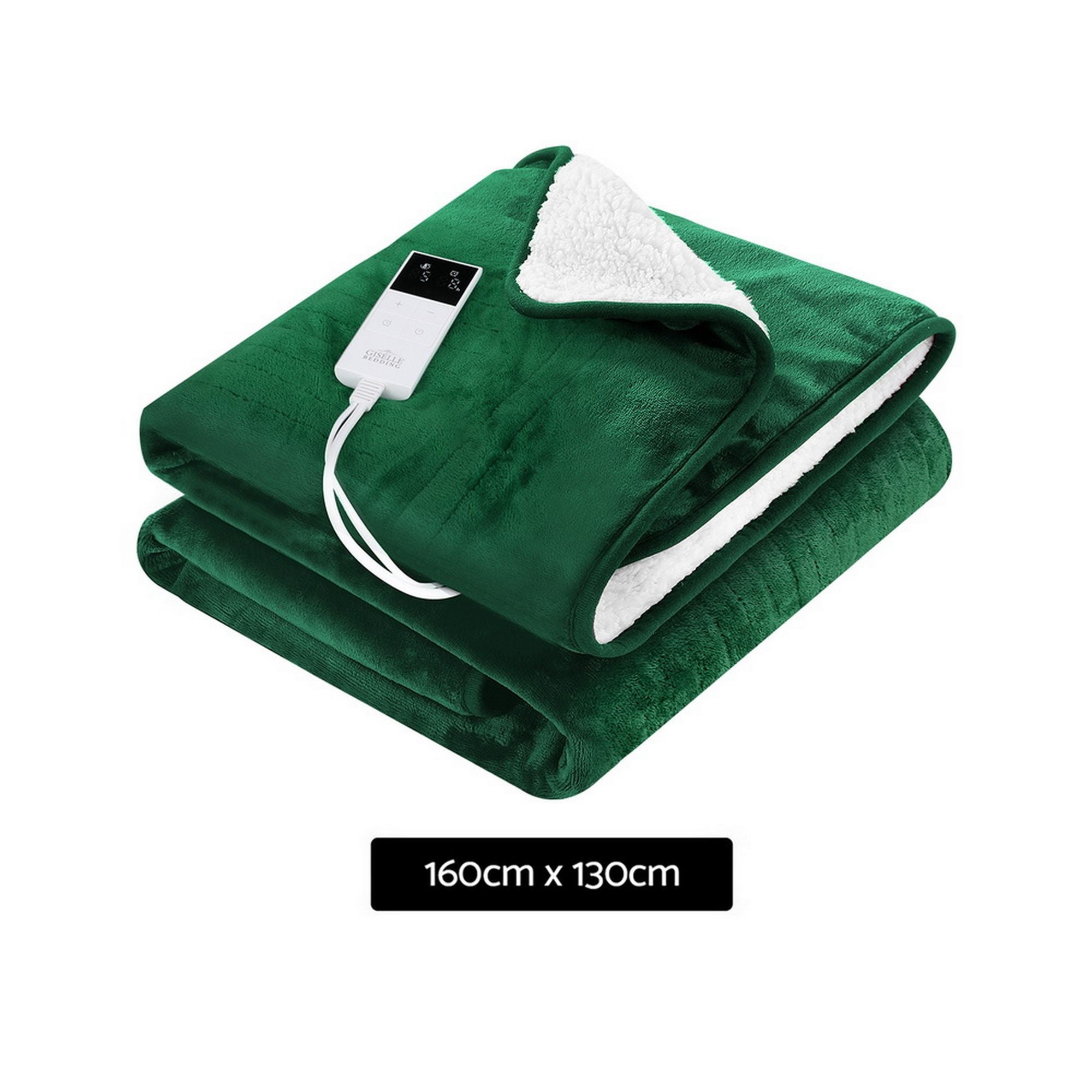 Giselle Electric Throw Rug Heated Blanket Double Sided Green Bedworld