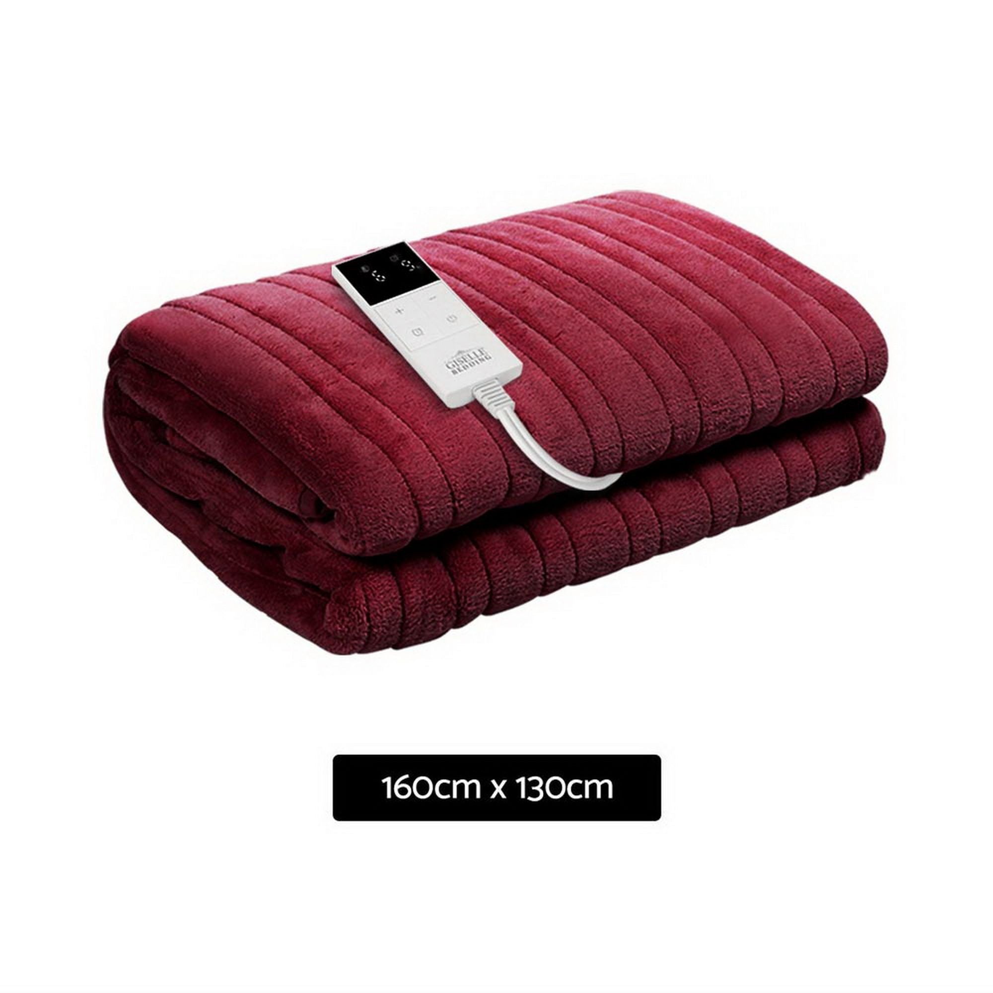 Giselle Electric Throw Rug Heated Blanket Fleece Red Bedworld