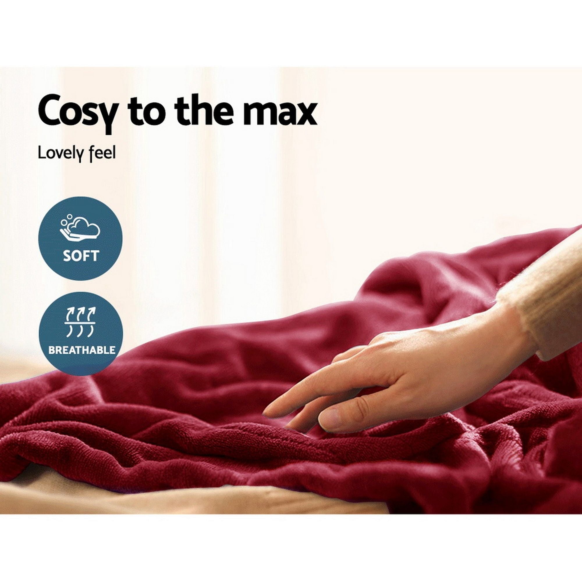 Giselle Electric Throw Rug Heated Blanket Fleece Red Bedworld