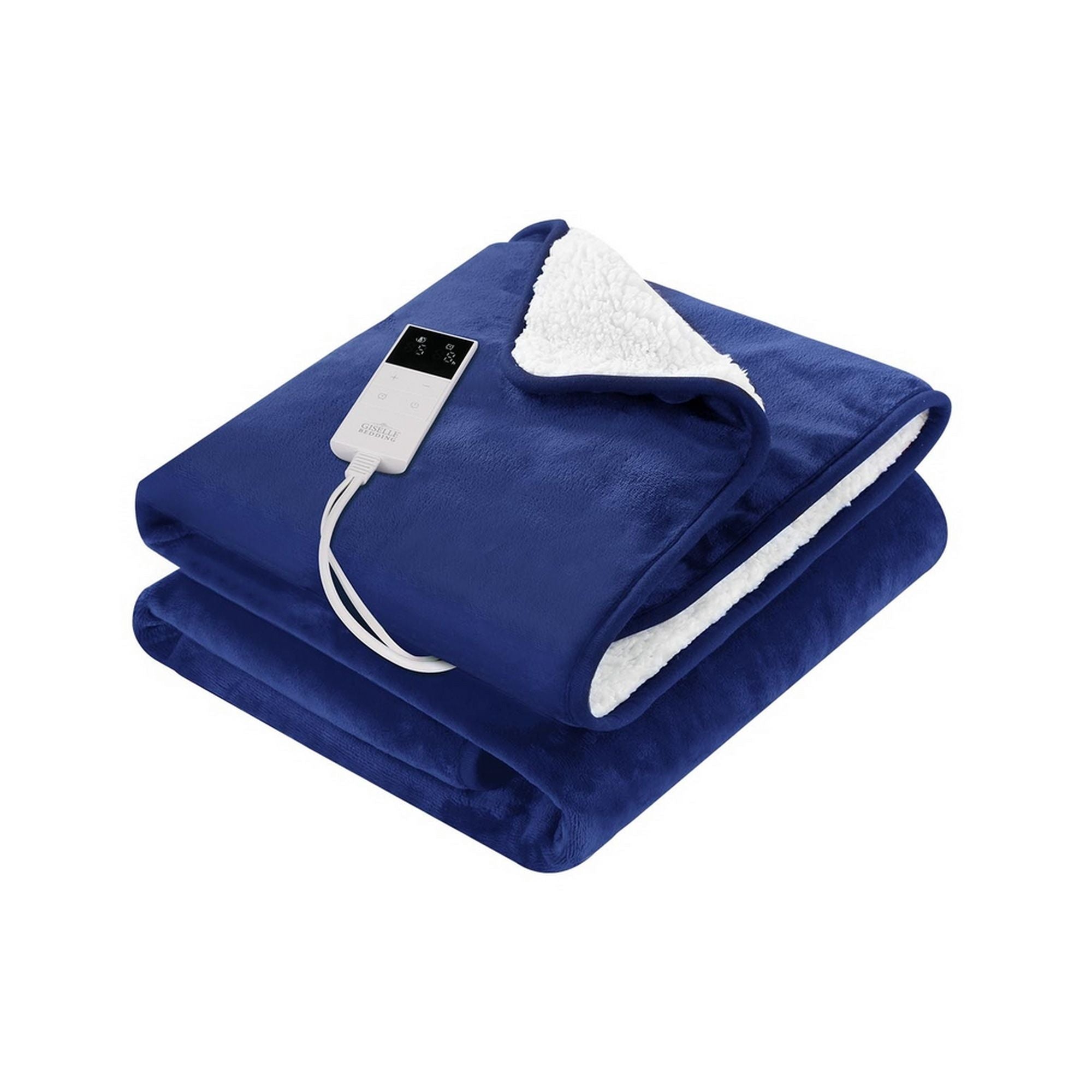 Giselle Electric Throw Rug Heated Blanket Washable Snuggle Flannel Winter Navy Bedworld