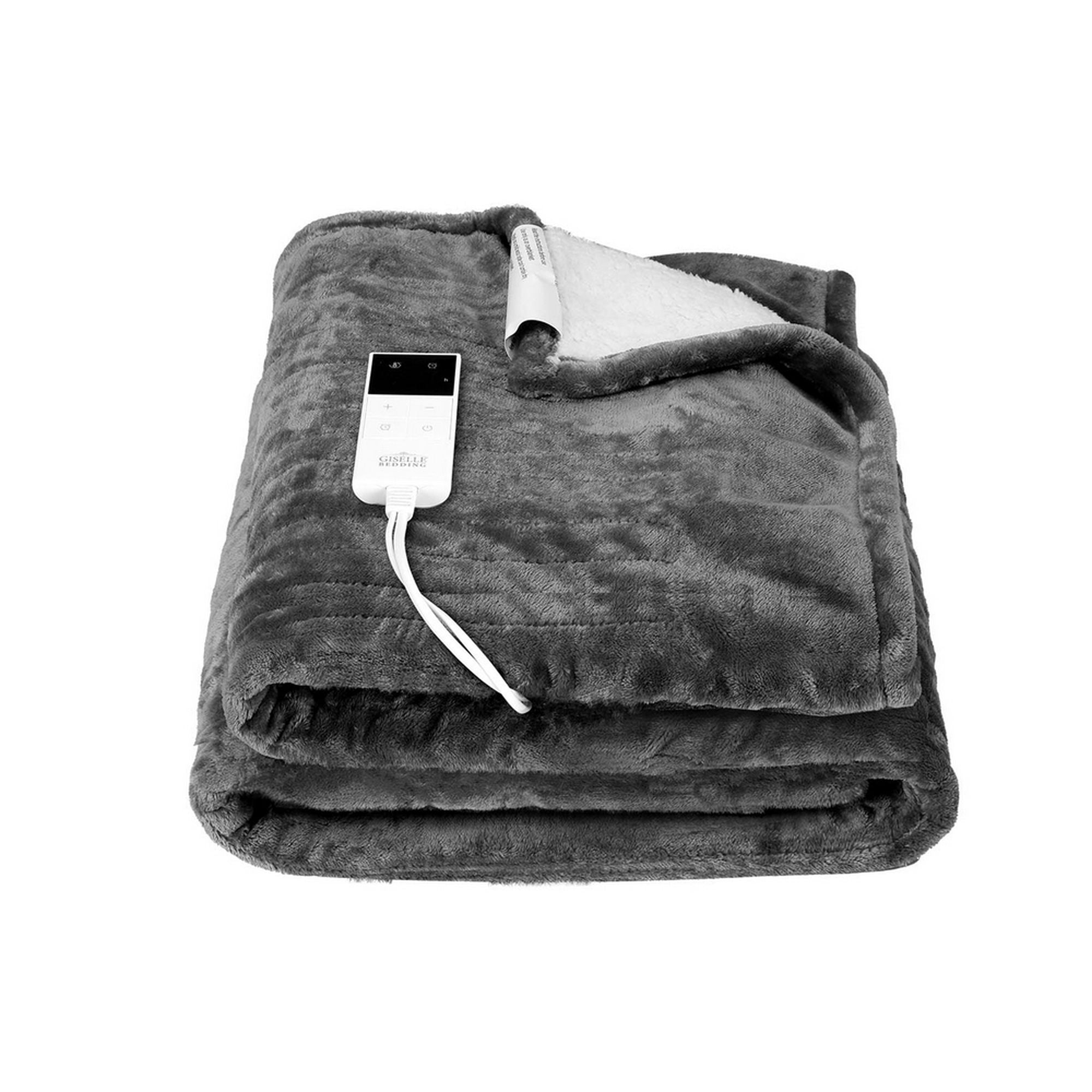 Giselle Electric Throw Rug Heated Blanket Washable Snuggle Flannel Winter Grey Bedworld