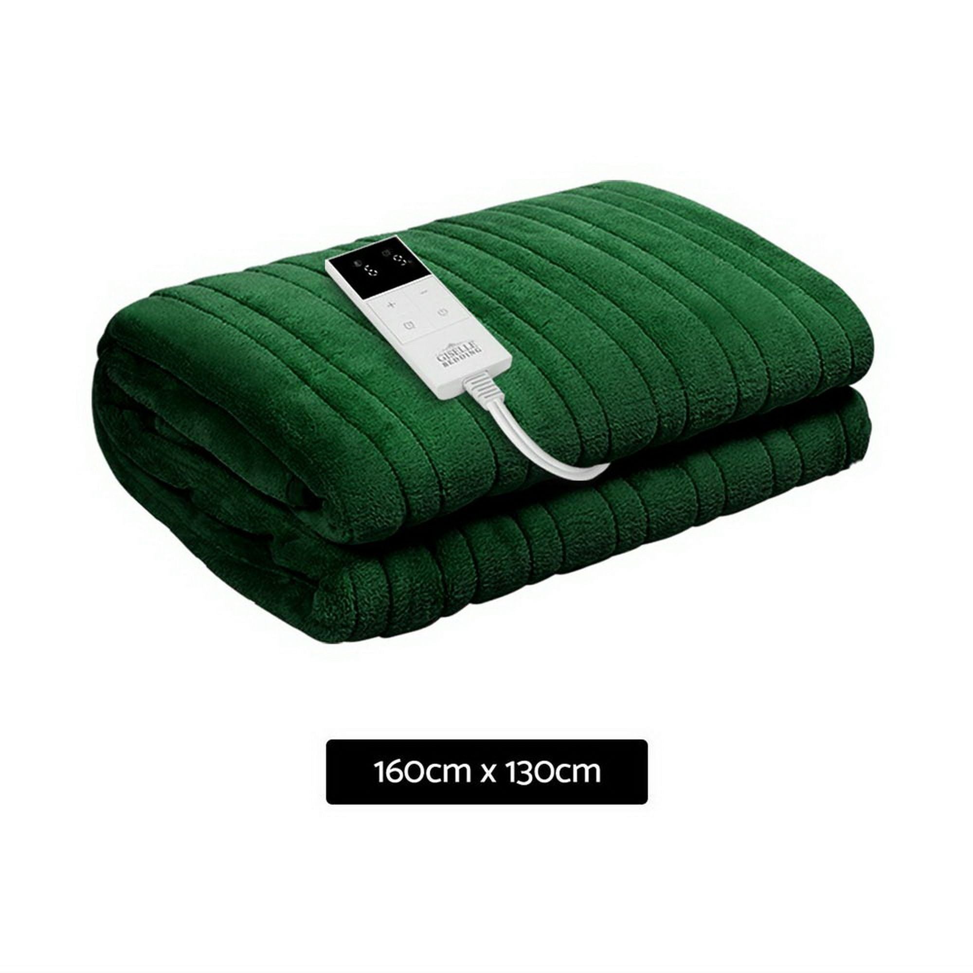 Giselle Electric Throw Rug Heated Blanket Washable Snuggle Flannel Winter Green Bedworld