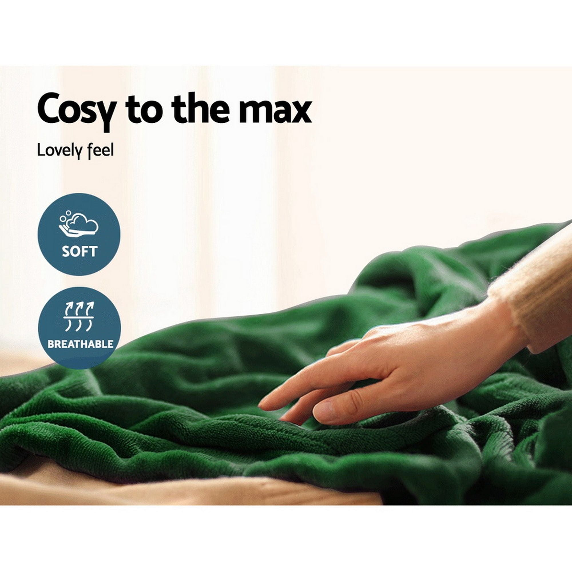 Giselle Electric Throw Rug Heated Blanket Washable Snuggle Flannel Winter Green Bedworld