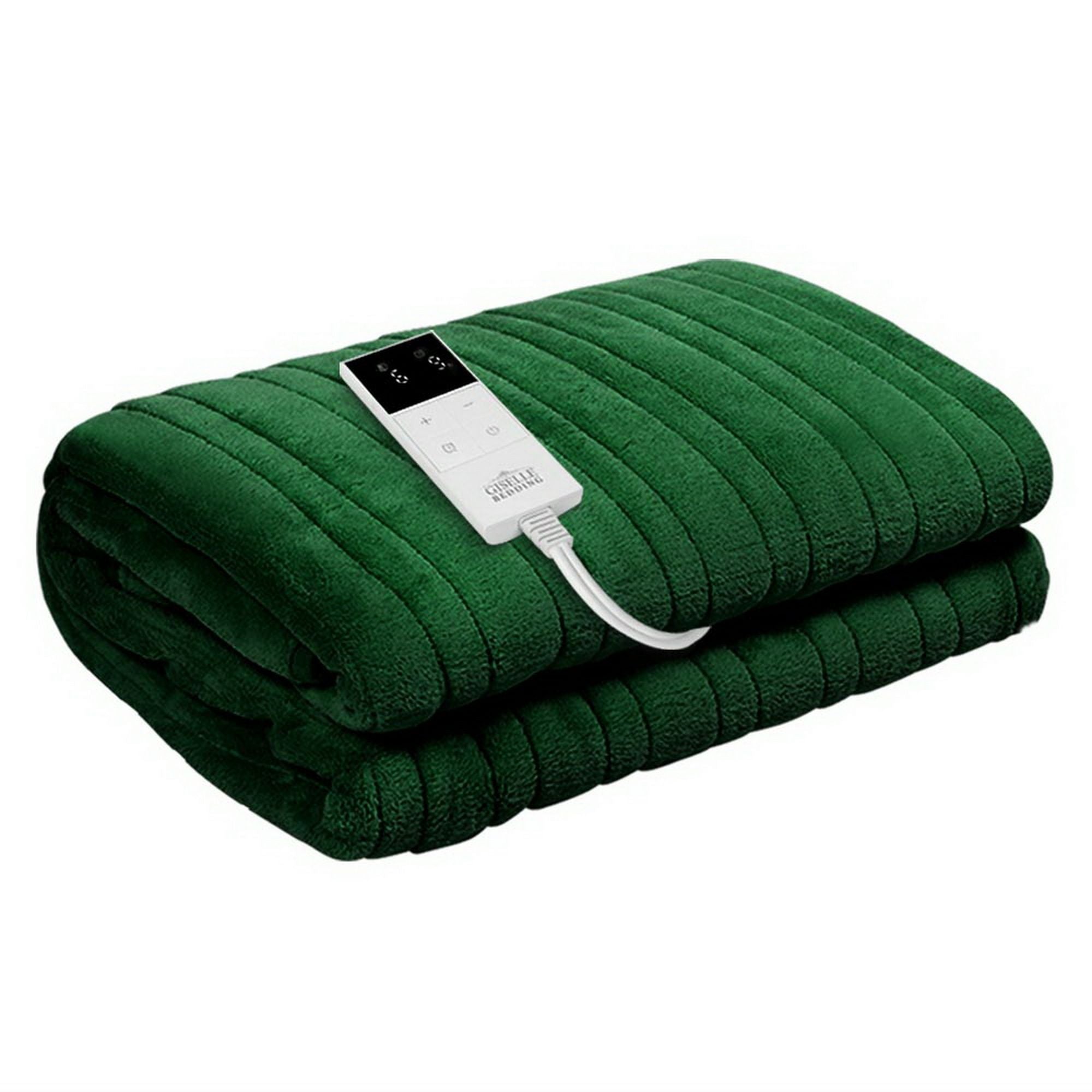 Giselle Electric Throw Rug Heated Blanket Washable Snuggle Flannel Winter Green Bedworld