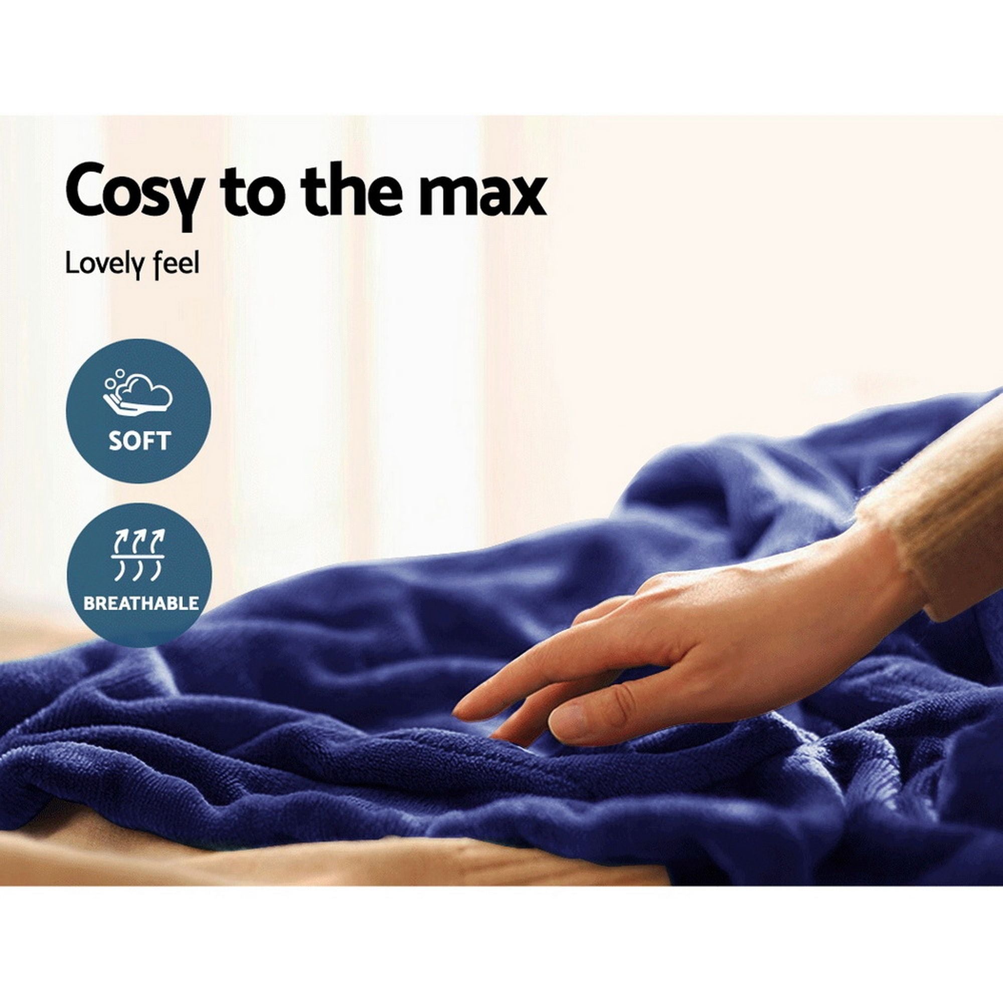 Giselle Bedding Electric Throw Blanket - Navy Bedworld