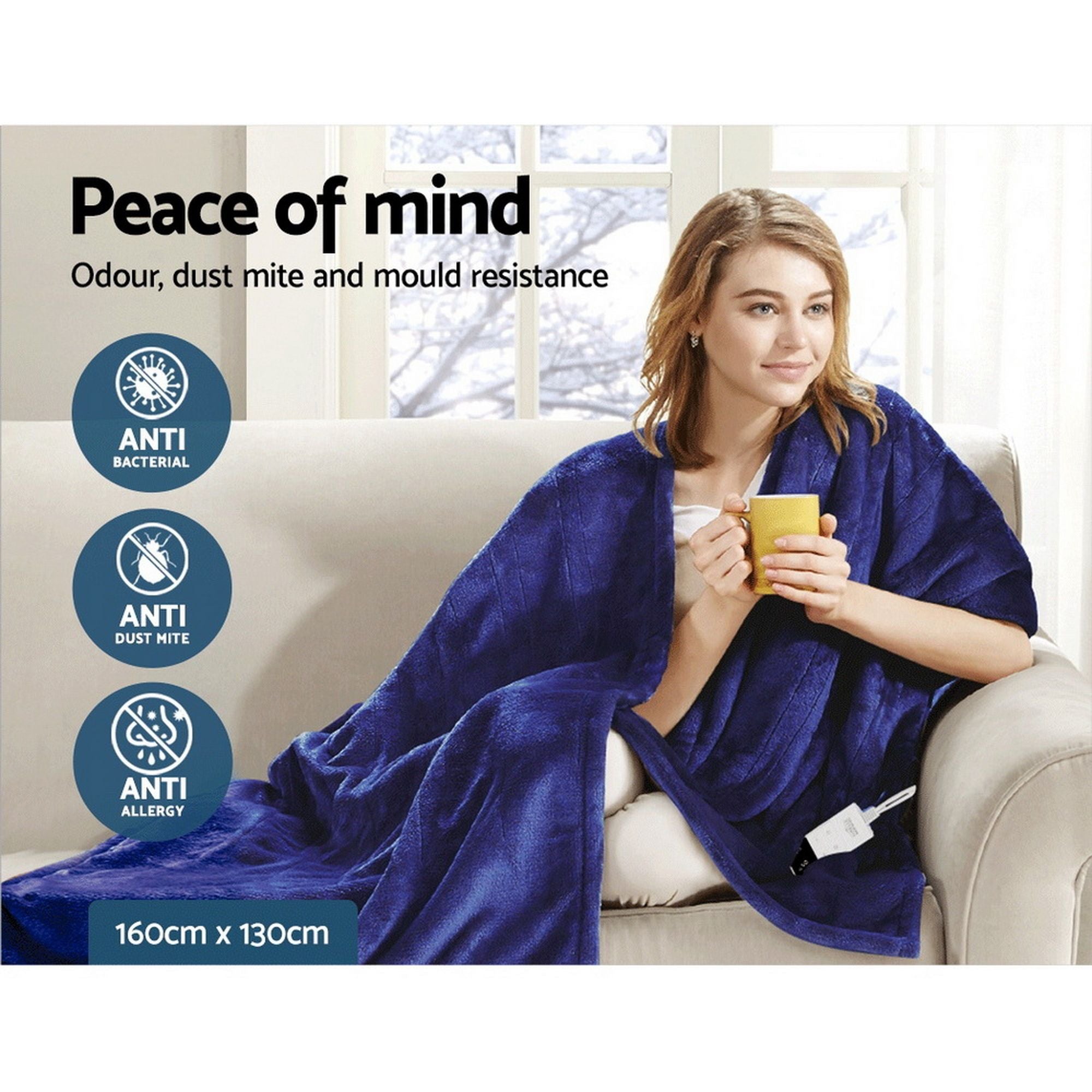 Giselle Bedding Electric Throw Blanket - Navy Bedworld
