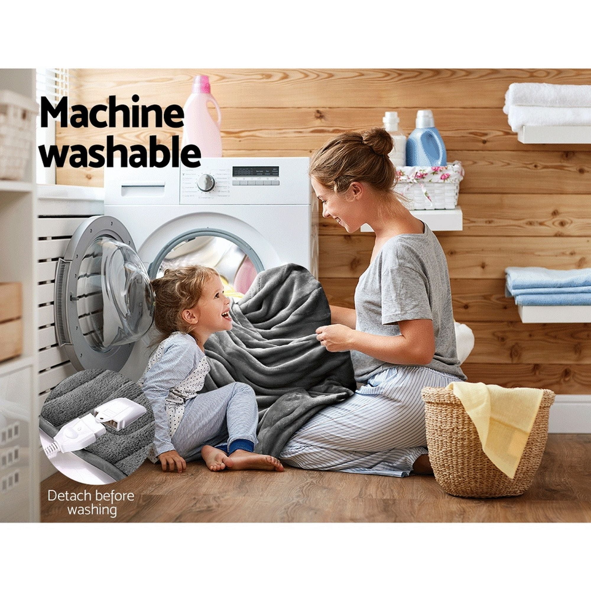 Giselle Bedding Heated Electric Throw Rug Fleece Sunggle Blanket Washable Silver Bedworld