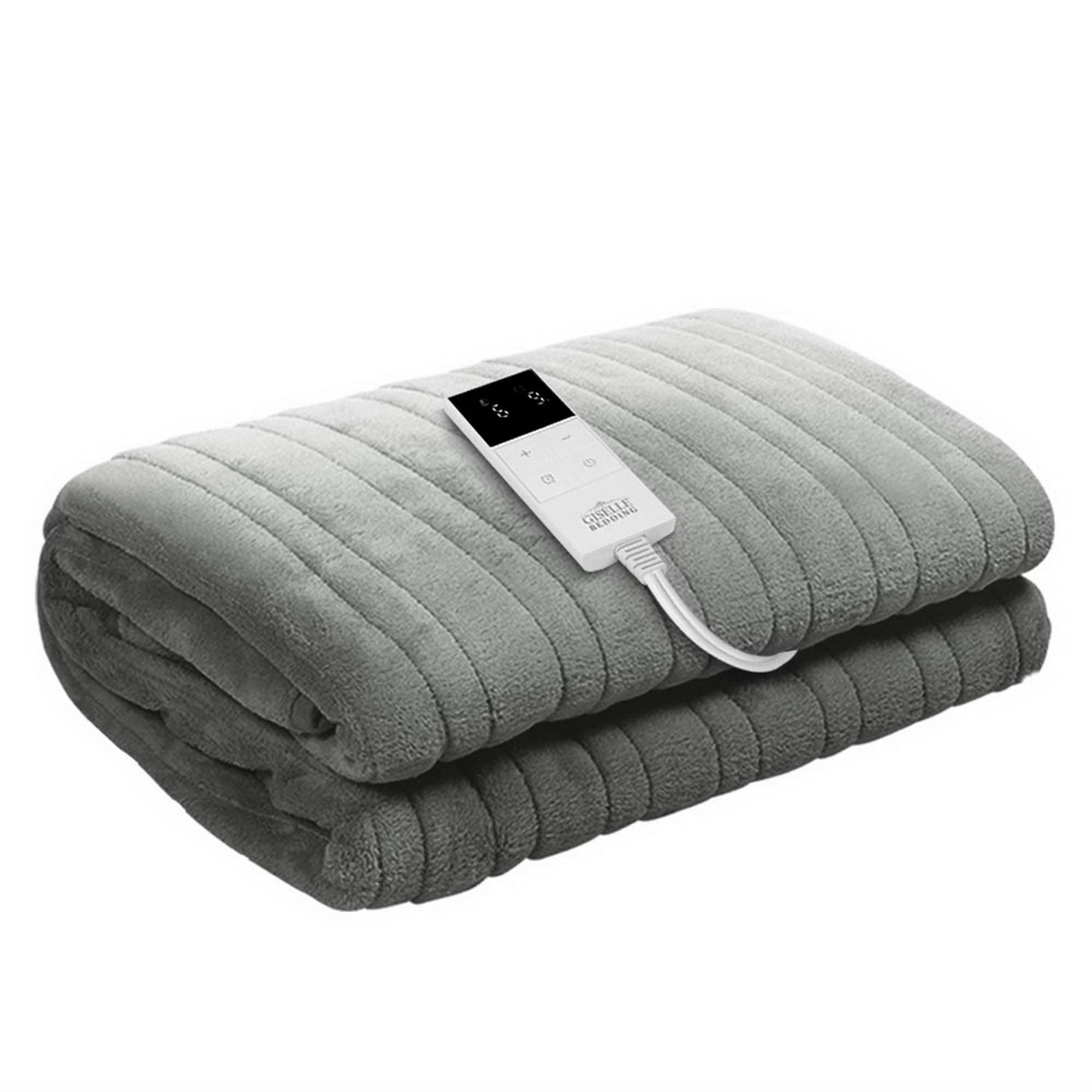Giselle Bedding Heated Electric Throw Rug Fleece Sunggle Blanket Washable Silver Bedworld