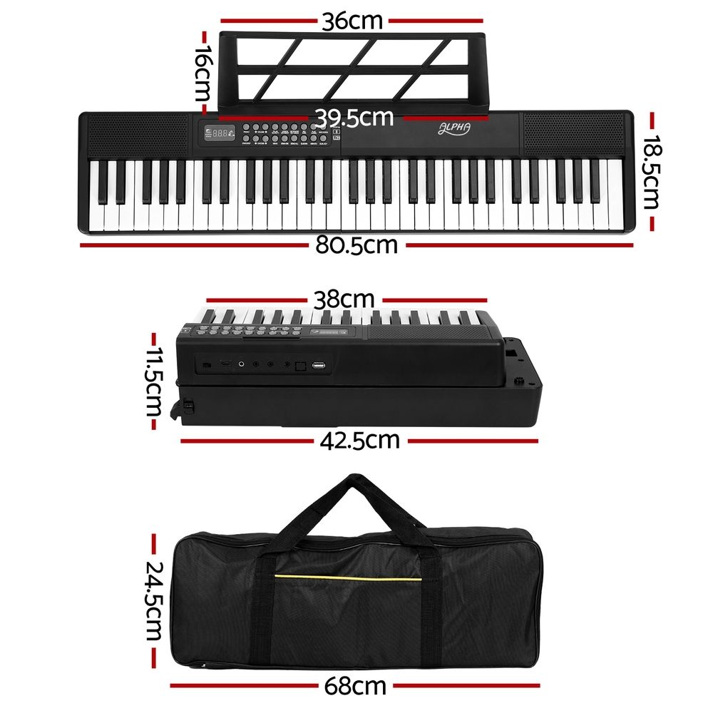 Alpha 61 Keys Foldable Electronic Piano Keyboard Digital Electric w/ Carry Bag Bedworld