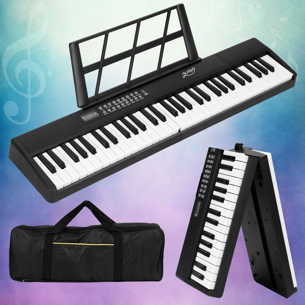 Alpha 61 Keys Foldable Electronic Piano Keyboard Digital Electric w/ Carry Bag Bedworld