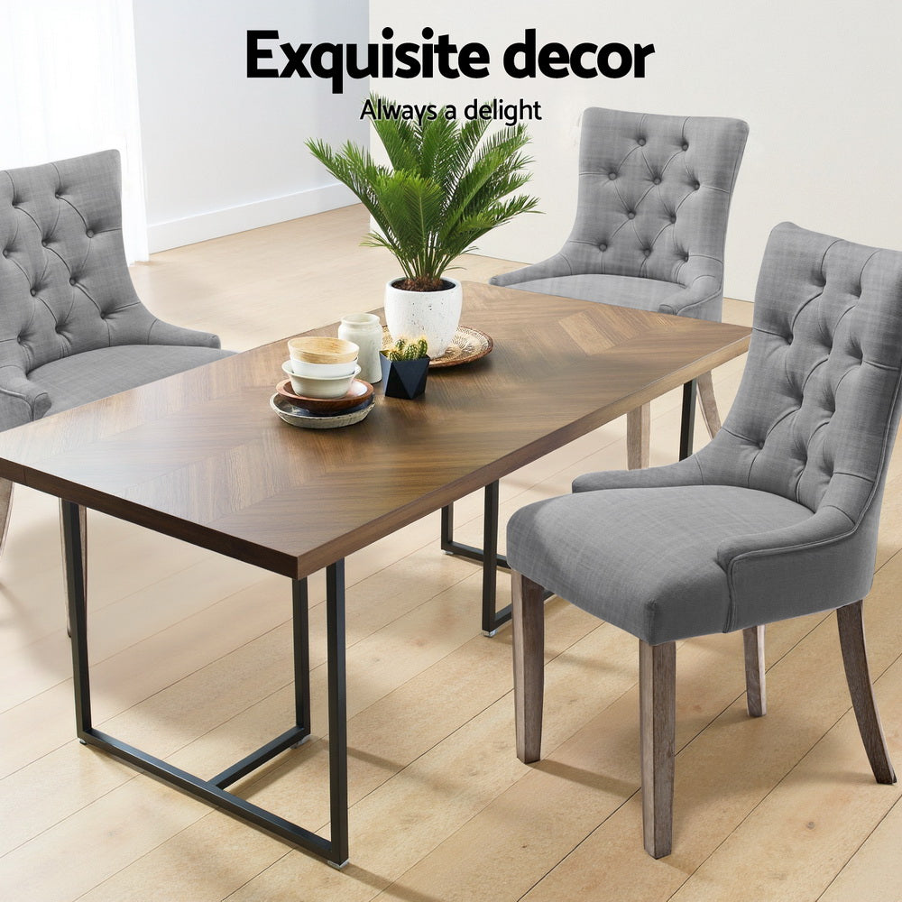 Artiss Dining Chairs Set of 4 Linen French Provincial Grey