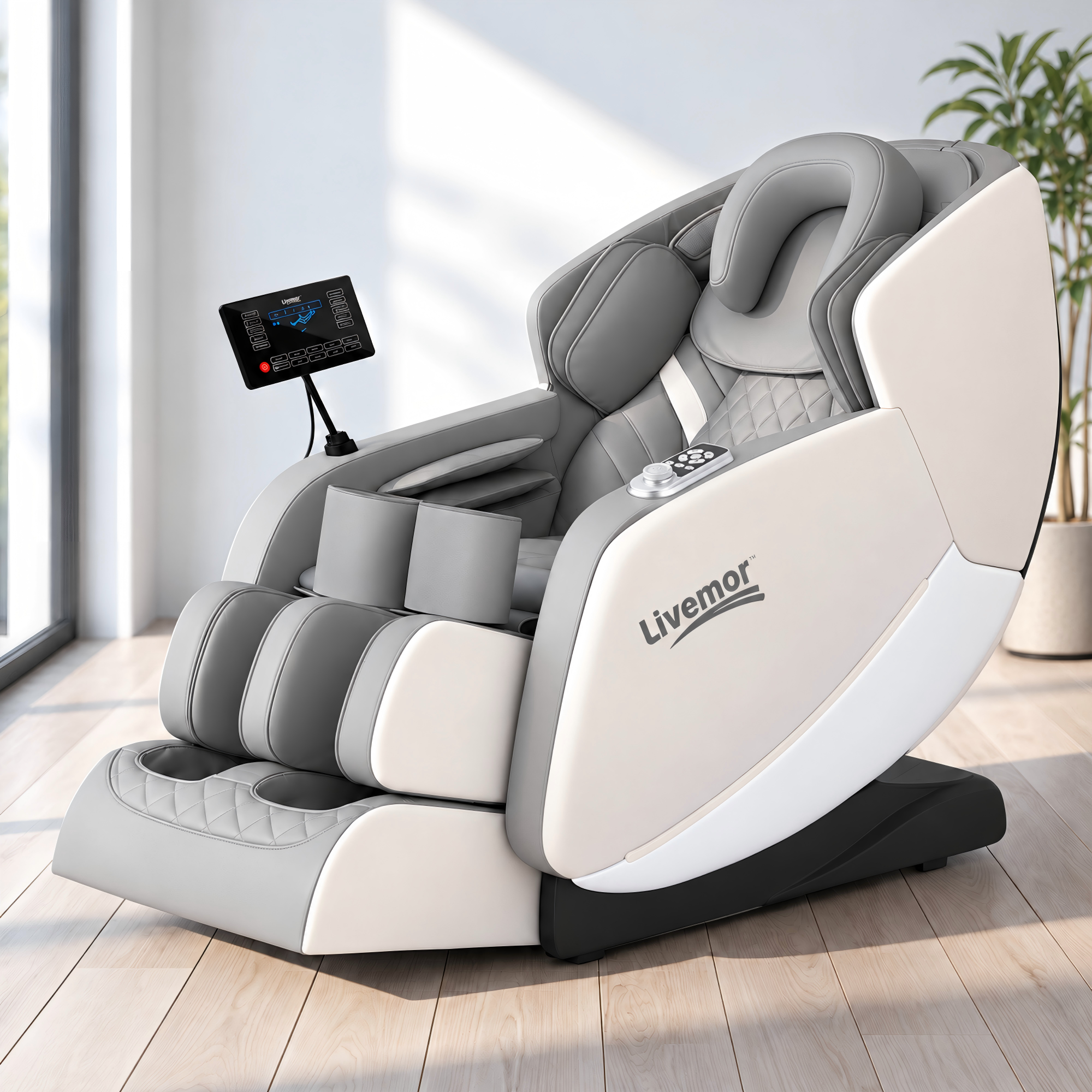 Livemor FLEX Full Body Massage Chair, Zero Gravity, Airbags, Recliner, Dual-Zone Waist & Calf Heat, 5 Auto Programs, 15cm Leg Extension for Different Height, Voice Control, Bluetooth Speakers Bedworld