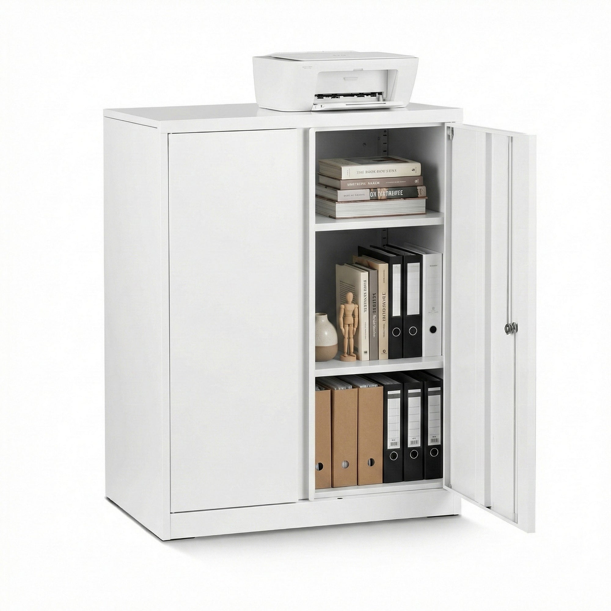 Artiss Steel Locker Cabinet Filing Mental Storage 3-Point Lock Adjustable Shelves White Bedworld