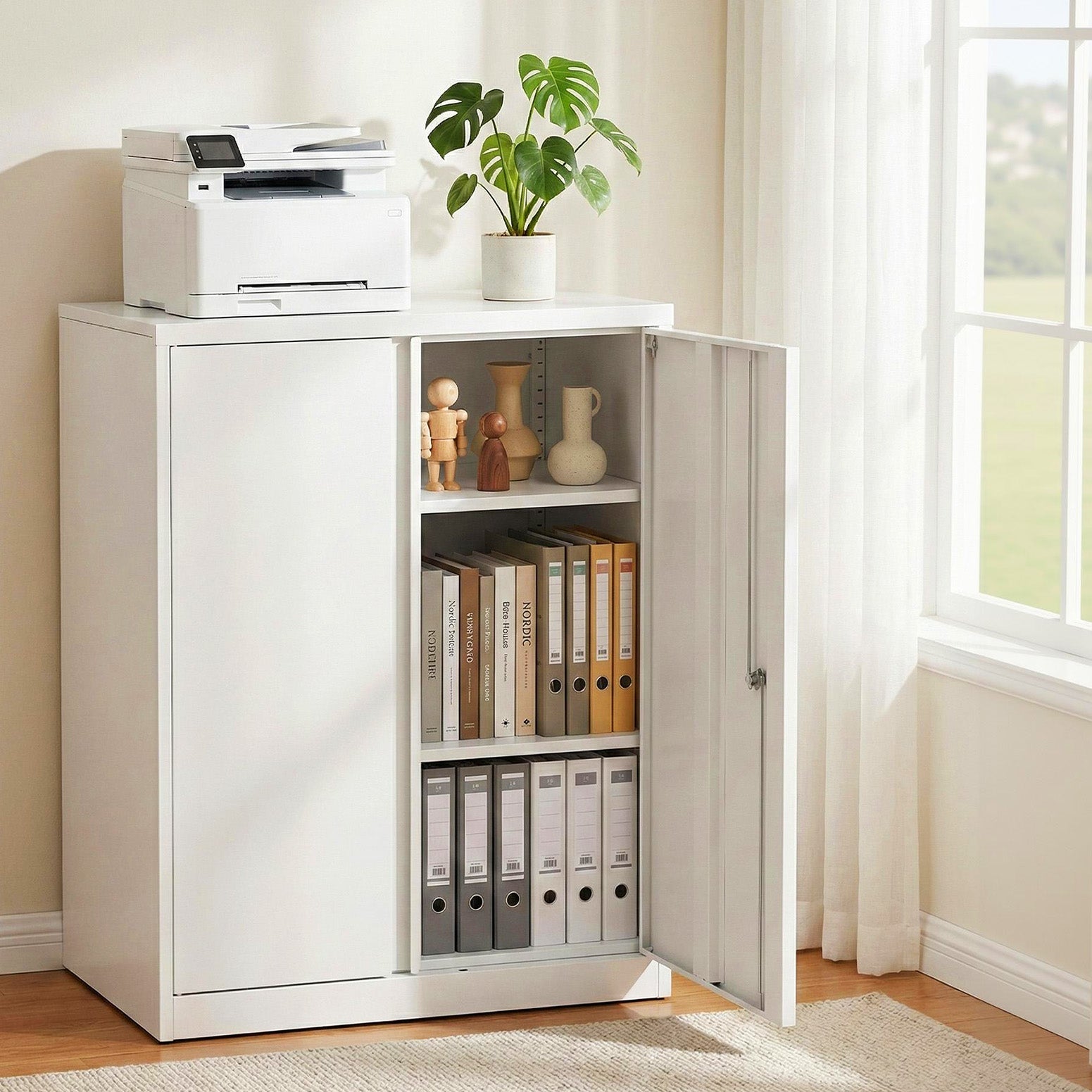 Artiss Steel Locker Cabinet Filing Mental Storage 3-Point Lock Adjustable Shelves White