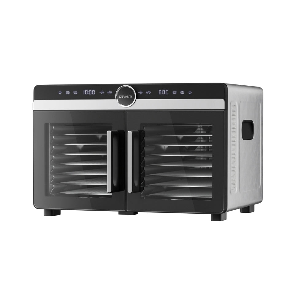 Devanti 16 Trays Food Dehydrator Dual-Zone Stainless Steel