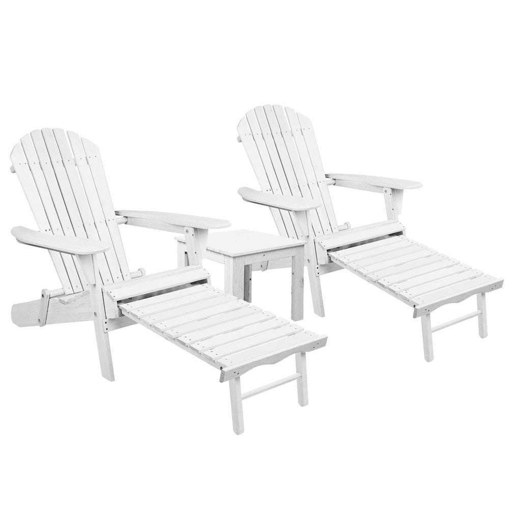 Chairs Wooden Sun Lounge Beach Patio White