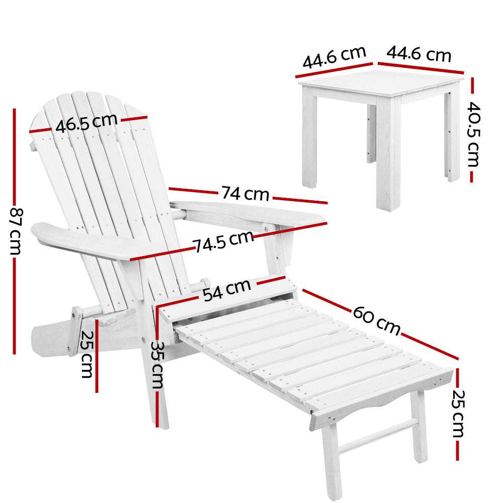 Chairs Wooden Sun Lounge Beach Patio White