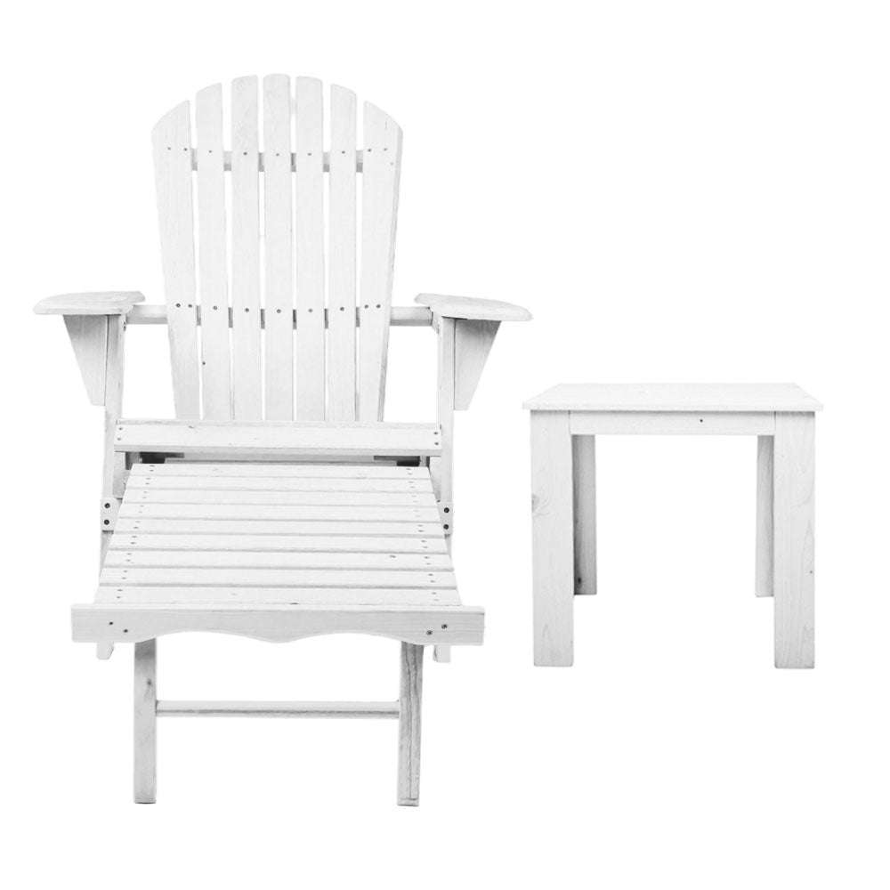 Chairs Wooden Sun Lounge Beach Patio White
