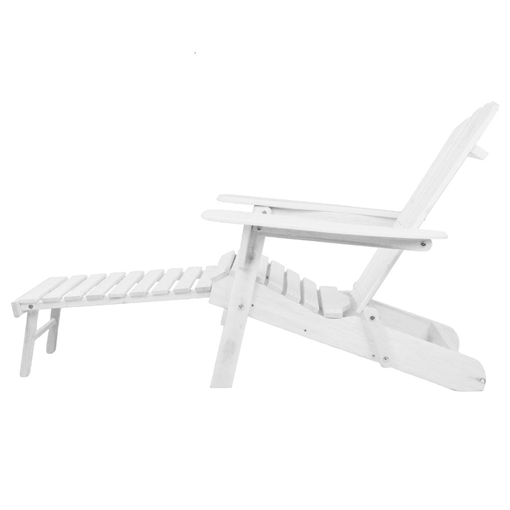 Chairs Wooden Sun Lounge Beach Patio White