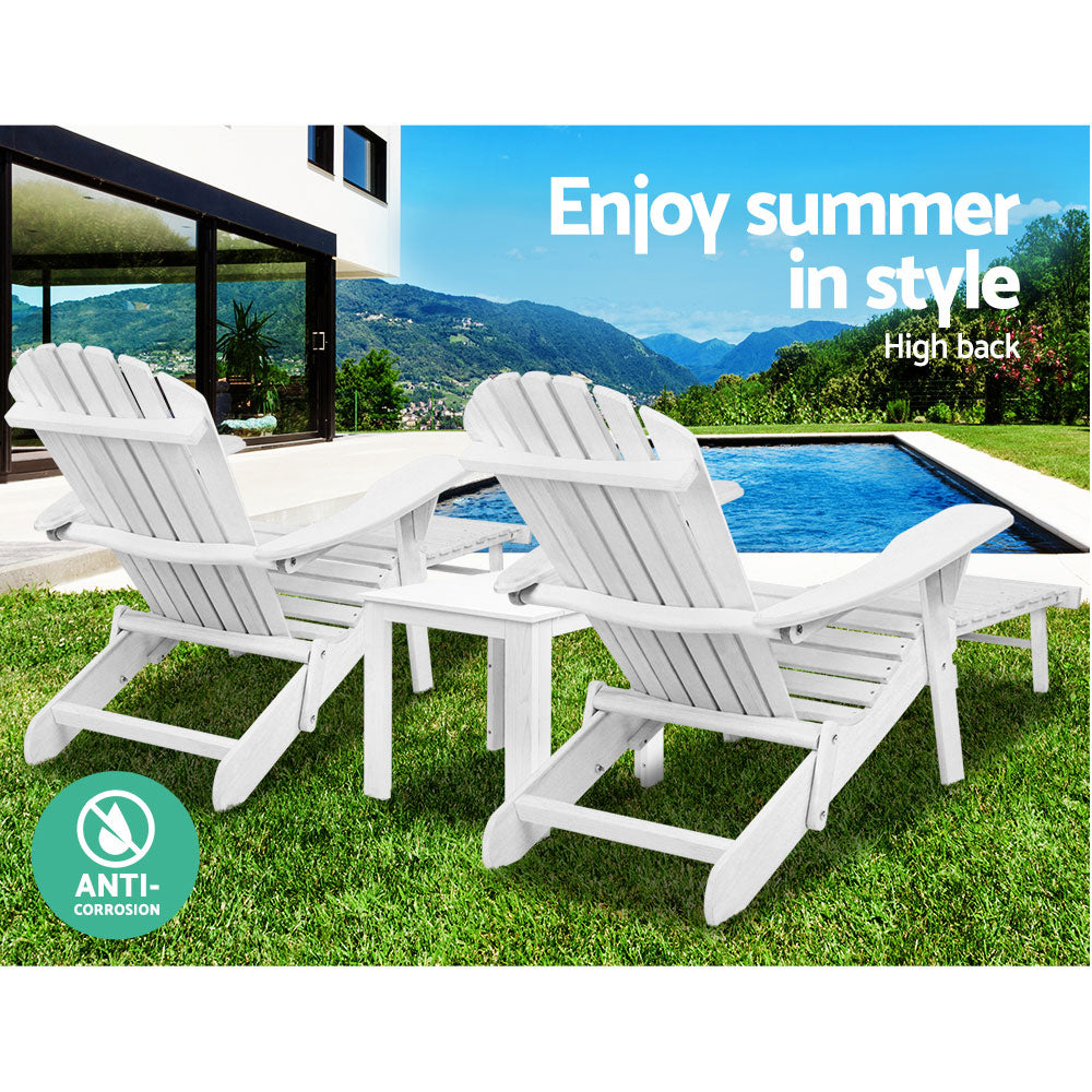 Chairs Wooden Sun Lounge Beach Patio White