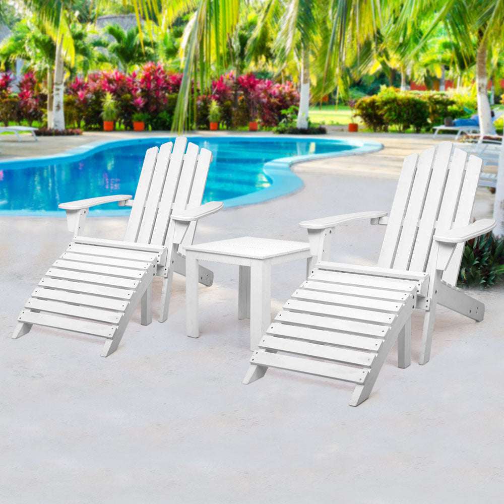 Chairs Wooden Sun Lounge Patio Furniture White