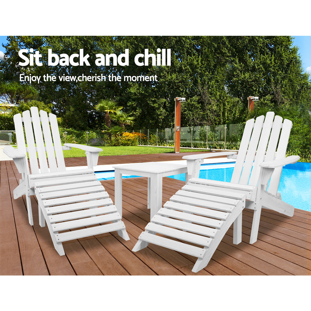Chairs Wooden Sun Lounge Patio Furniture White