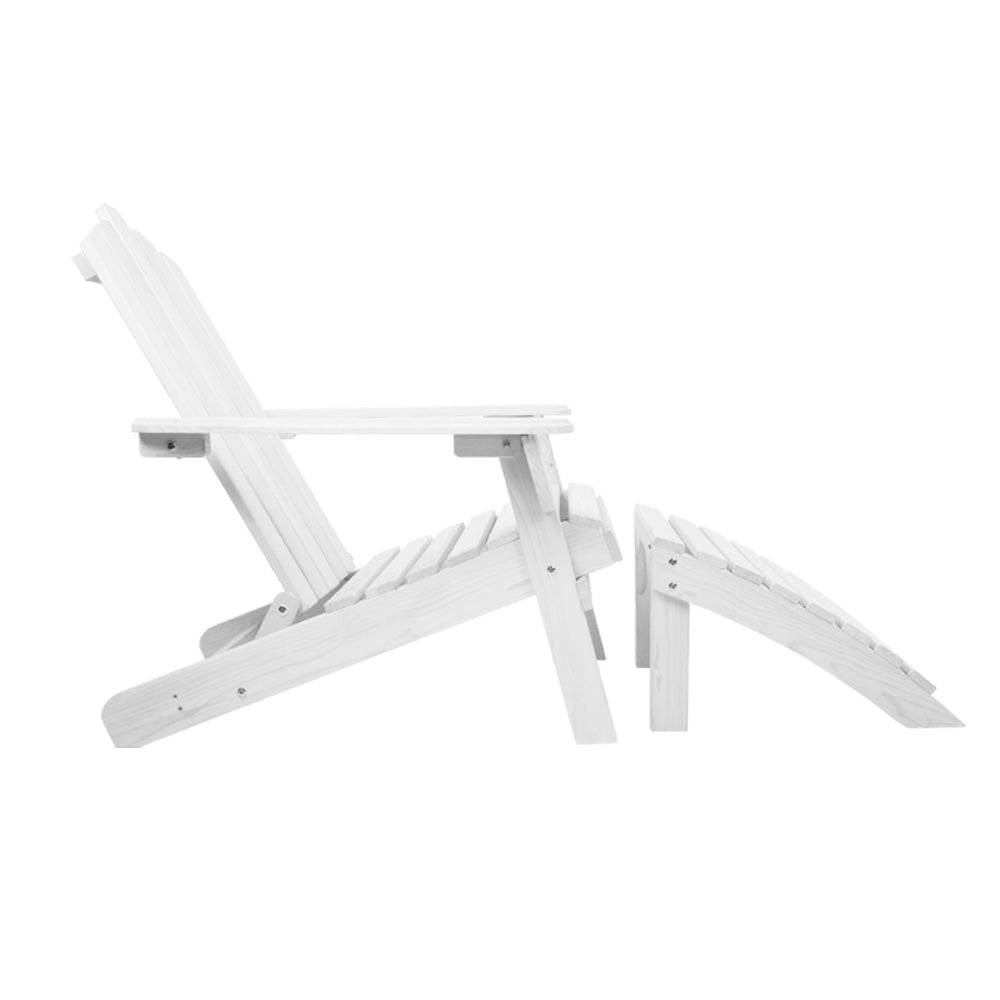 White Adirondack lounge chair in angled side view