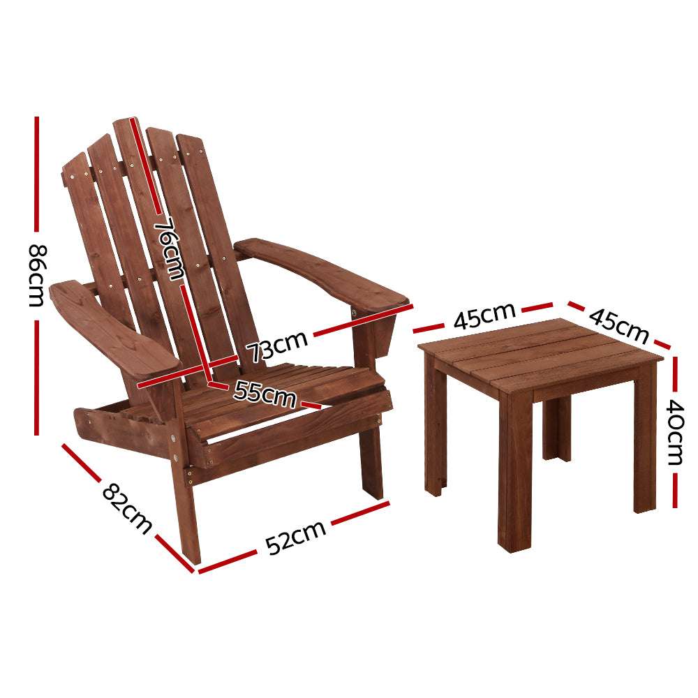 Gardeon 3PC Adirondack Outdoor Table