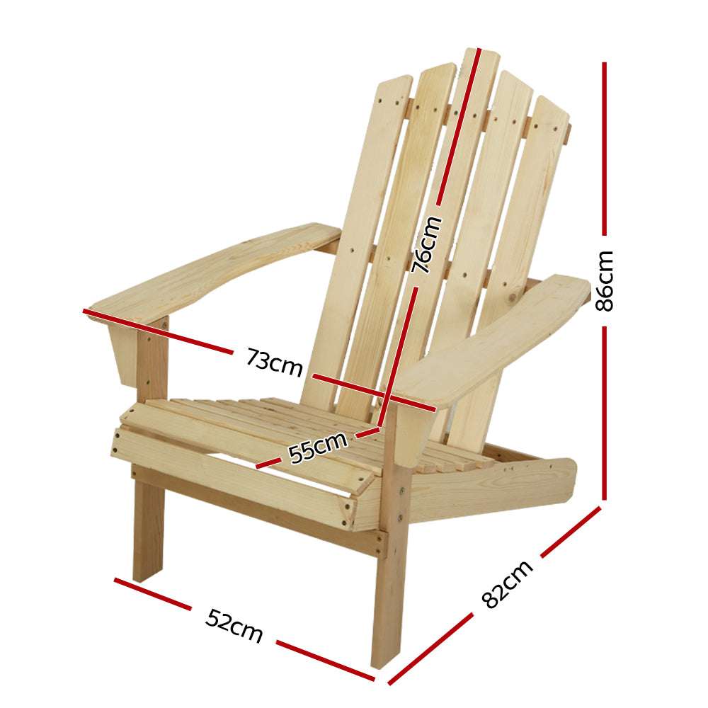 Gardeon Adirondack Chair - Wooden Outdoor Furniture
