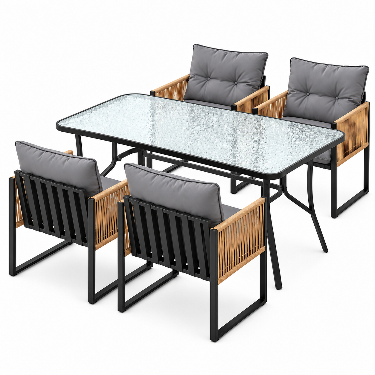 Gardeon 5PC Outdoor Dining Set 120CM Table and Chairs Patio Furniture Garden Cushion Bedworld