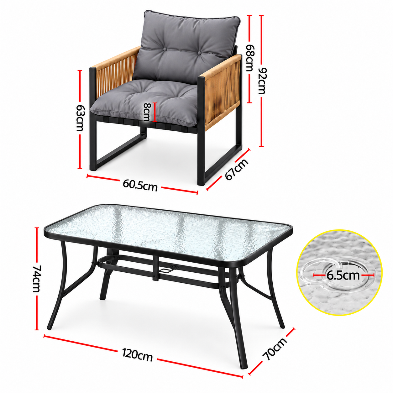 Gardeon 5PC Outdoor Dining Set 120CM Table and Chairs Patio Furniture Garden Cushion Bedworld