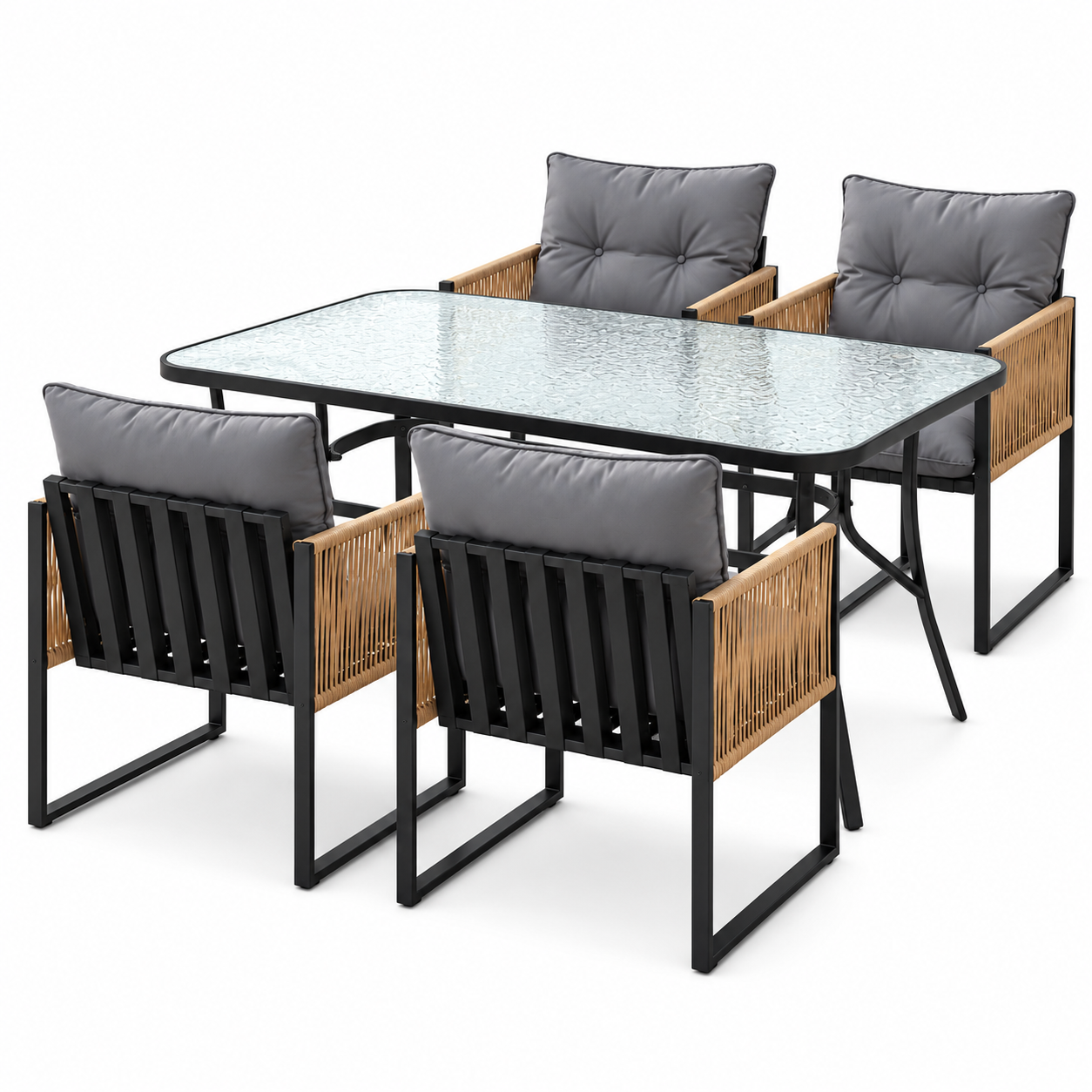 Gardeon 5PC Outdoor Dining Set 120CM Table and Chairs Patio Furniture Garden Cushion Bedworld